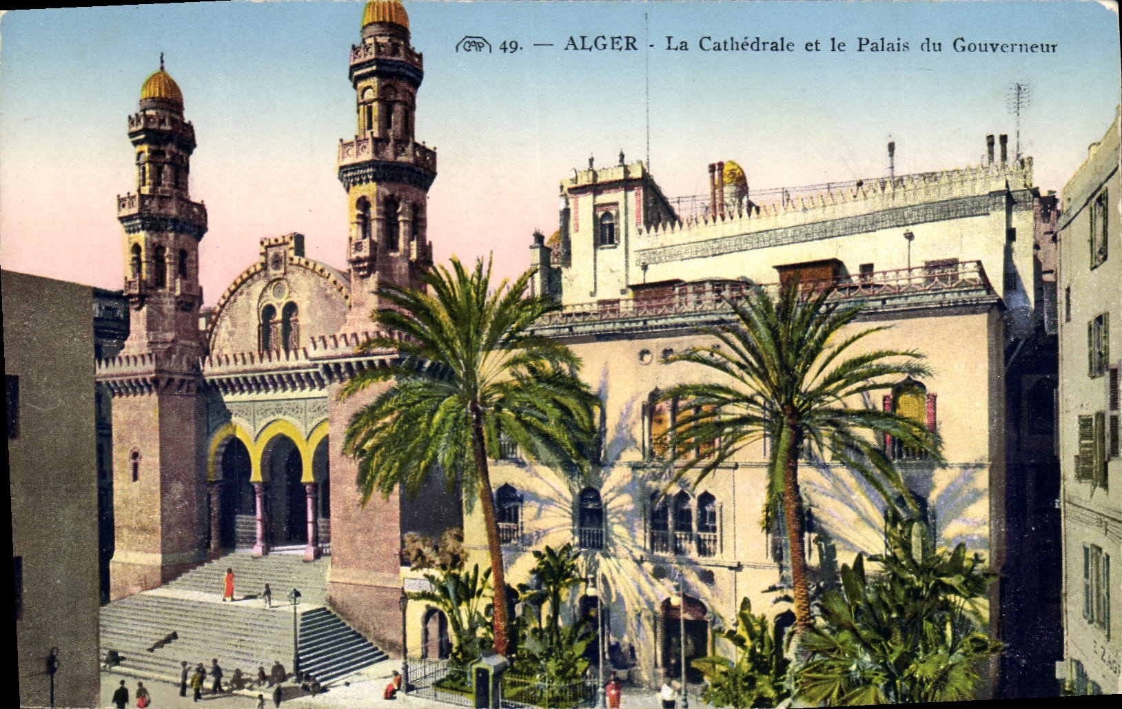 CPA Alger La Cathedrale et le Palaos du Gouverneur