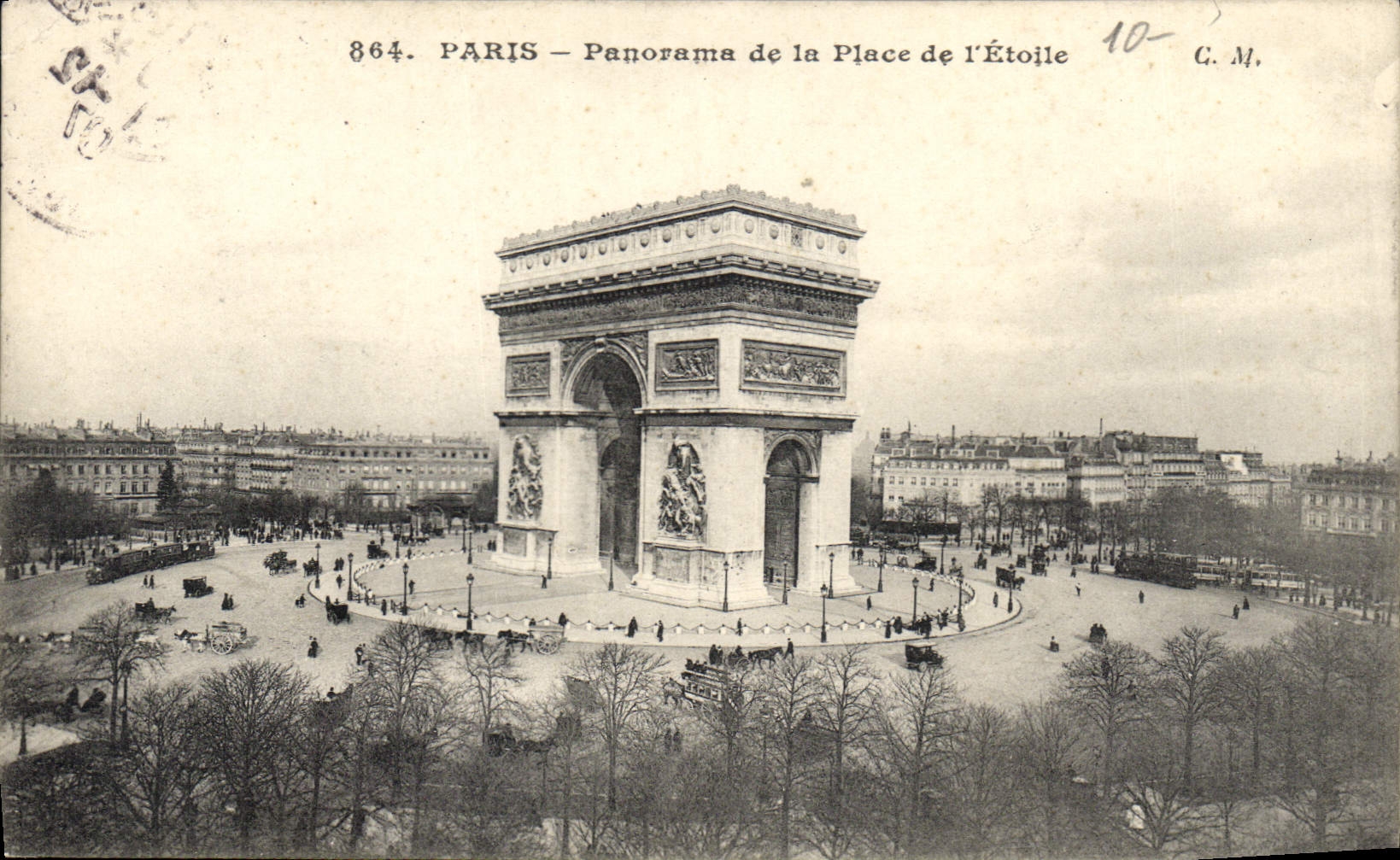 CPA Paris Panorama de la Place de l'Etoile