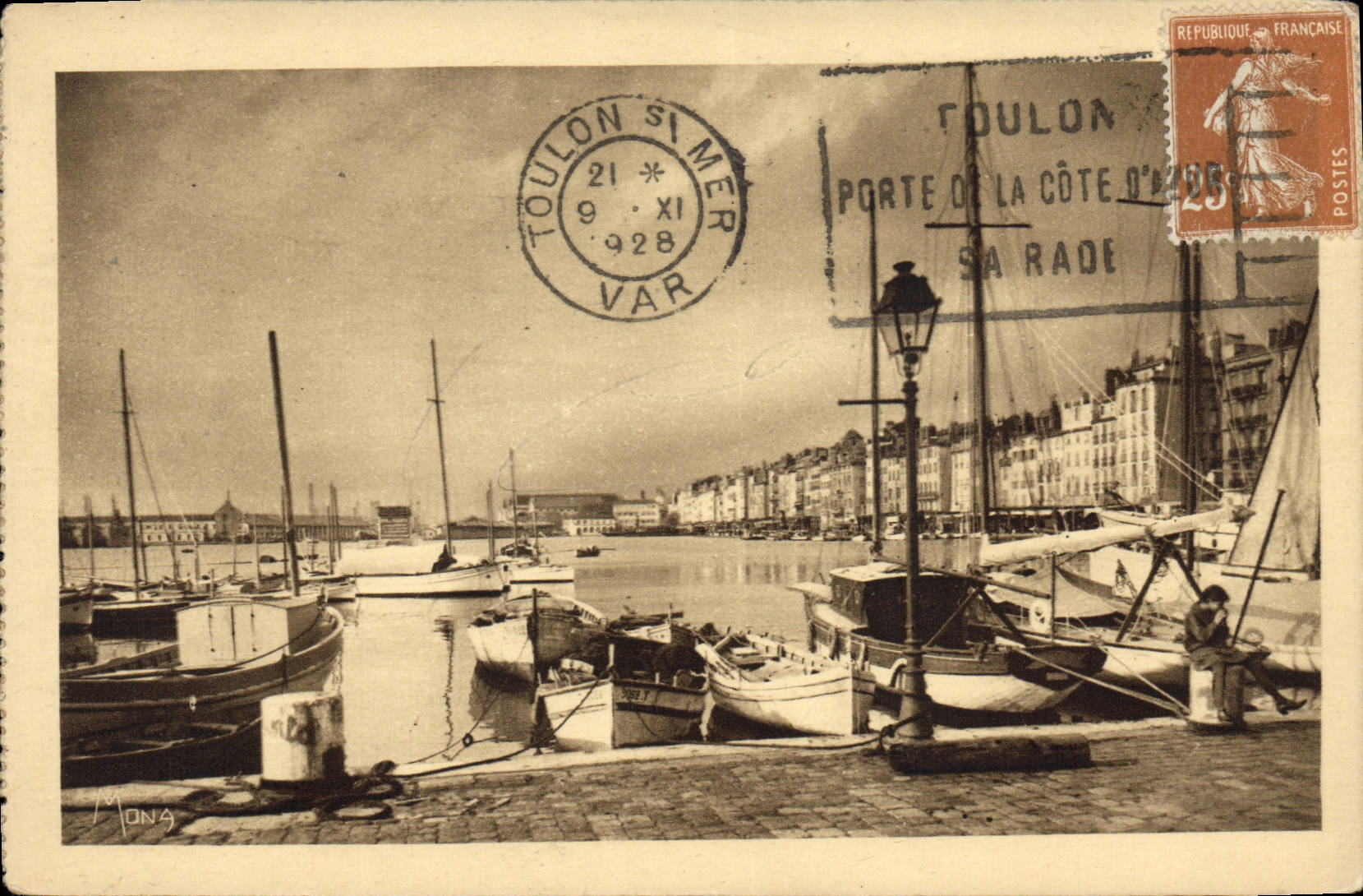 CPA Les petits Tableaux de Provence Toulon la Vieille Darse et le Quai Cronstadt sous l'orage Bateau