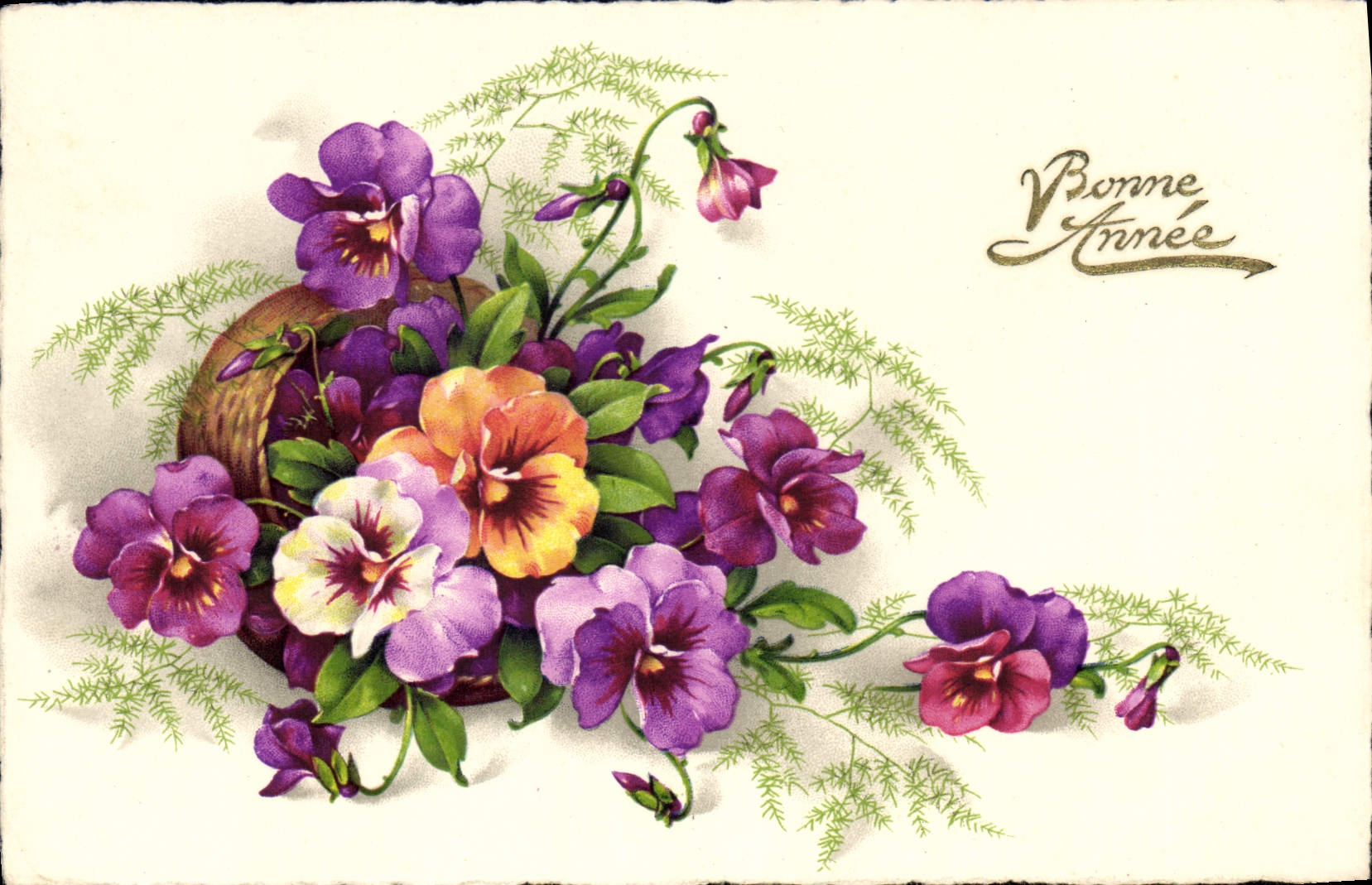 CPA Bonne Annee Fleurs