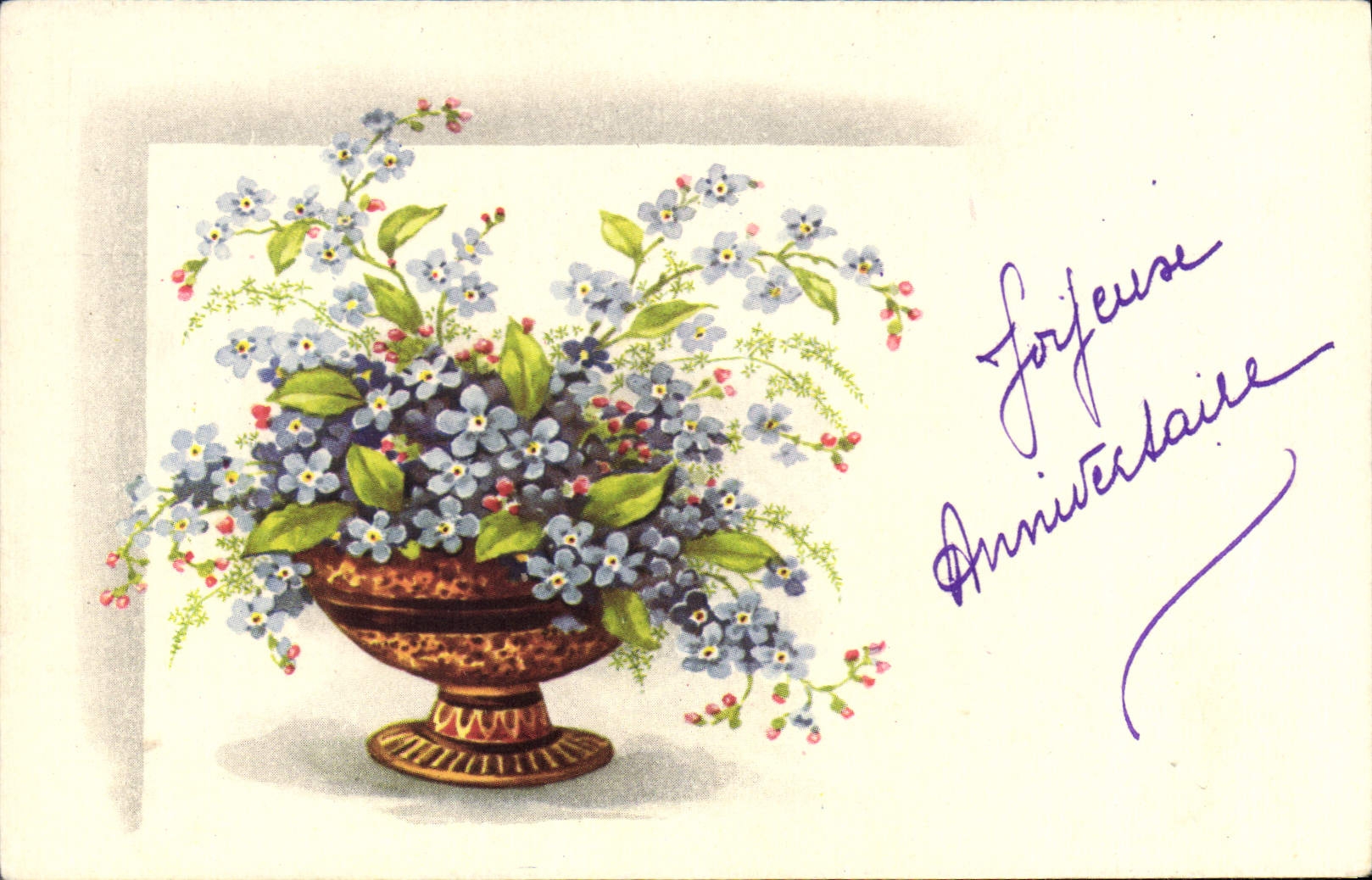 CPA Joyeux Anniversaire Fleurs