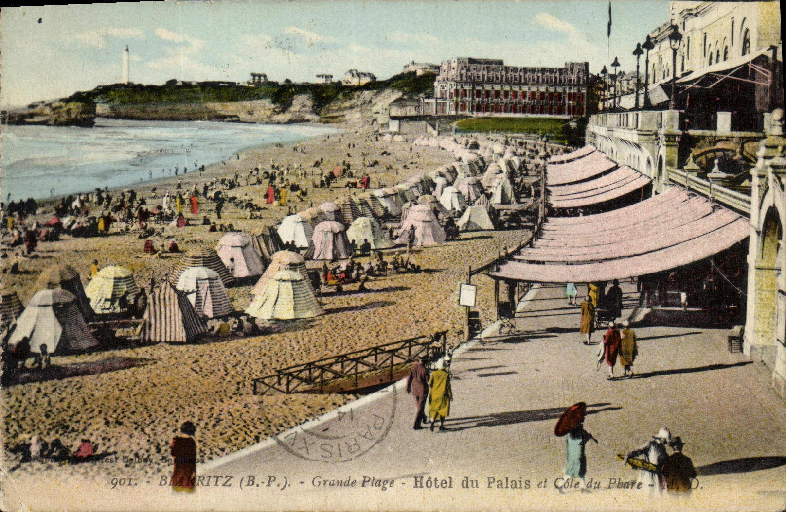 CPA Biarritz B P Grande Plage Hotel du Palais et Cote du Phare 