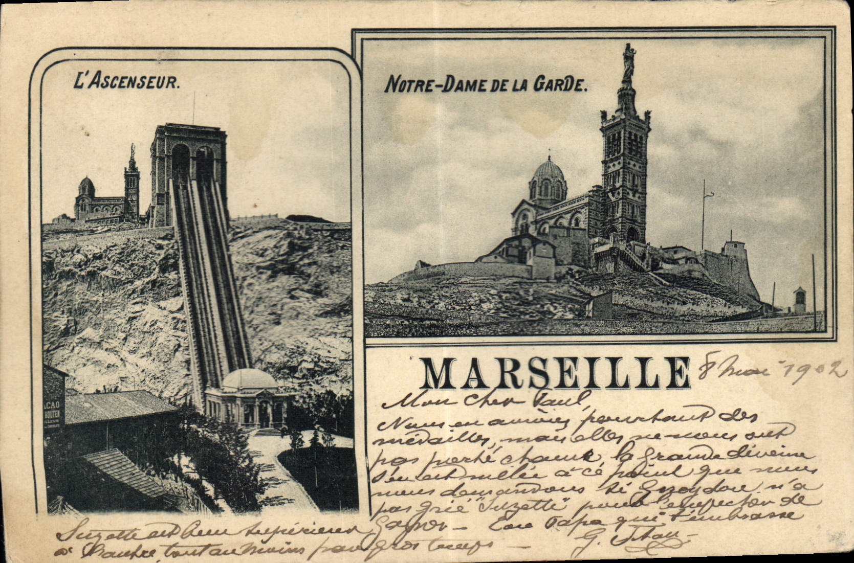 CPA Marseille l'Ascenseur Notre Dame de la Garde 