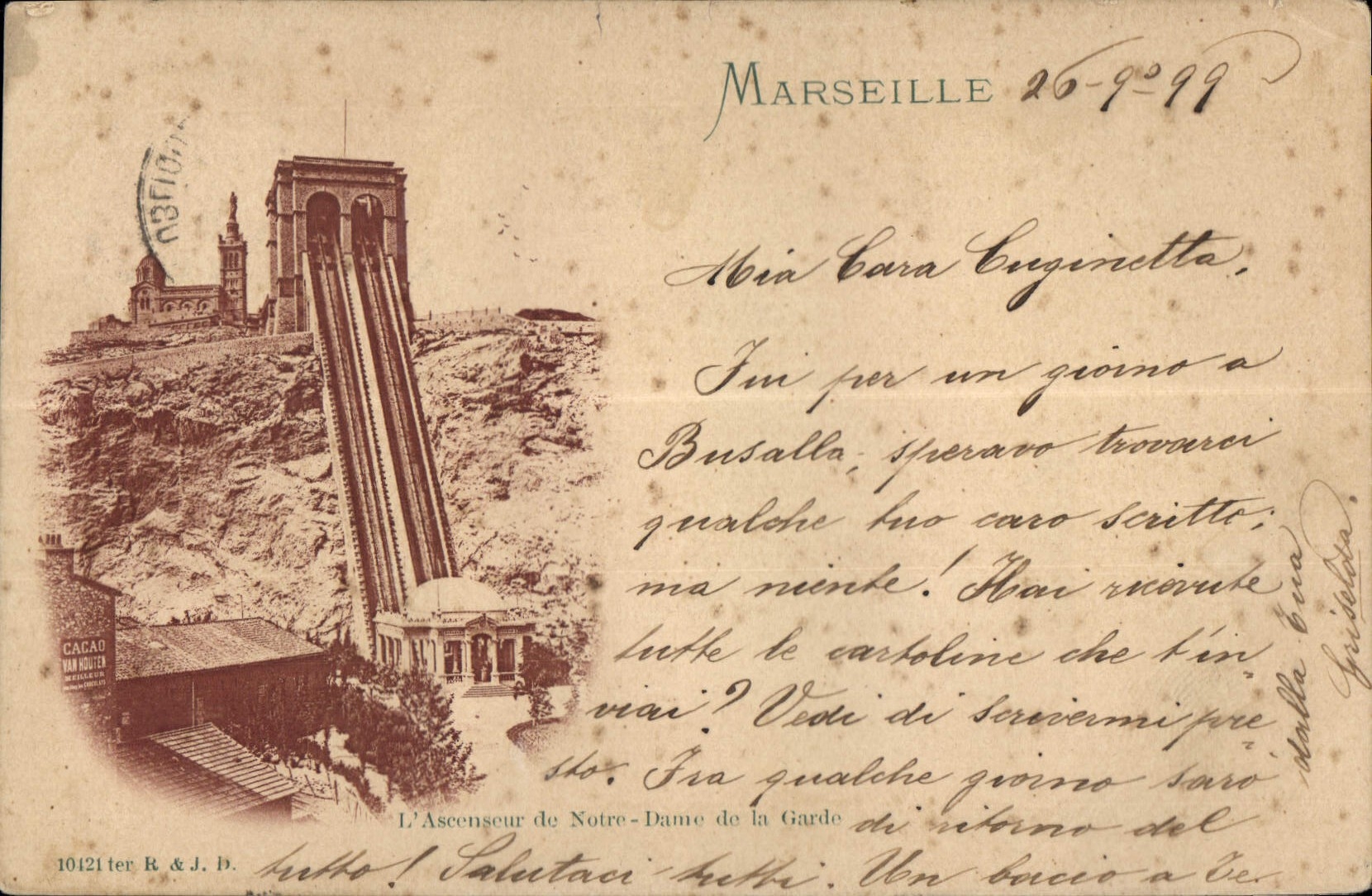 CPA Marseille l'Ascenseur de Notre Dame de la Garde Carte 1899