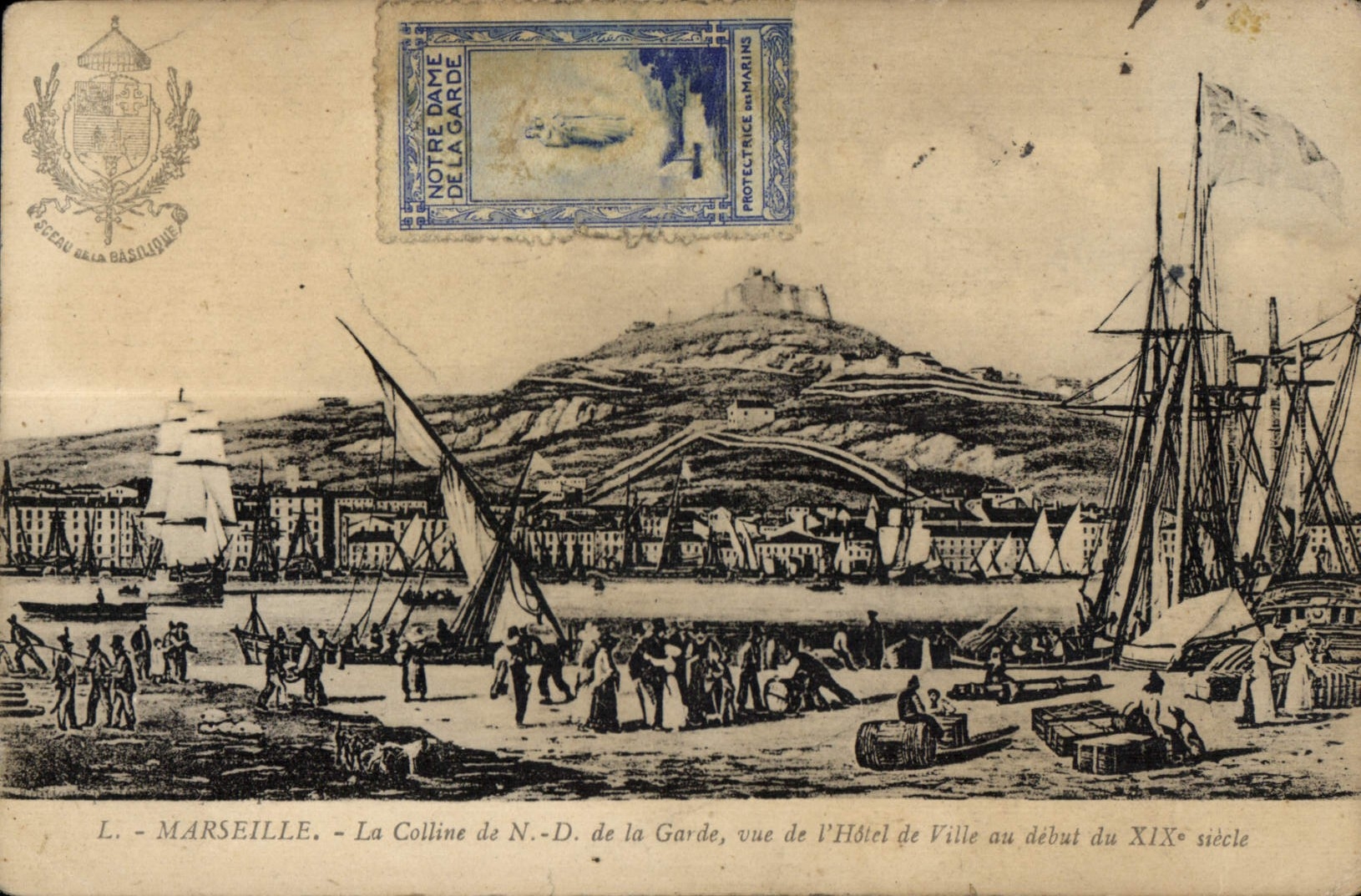 CPA Marseille La Colline de N D de la Garde vue de l'hotel de Ville au debut du XIV siecle 