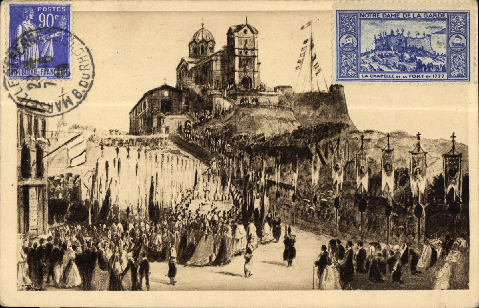 CPA Marseille N D de la Garde Procession de l'Inauguration de 5 Juin 1864 