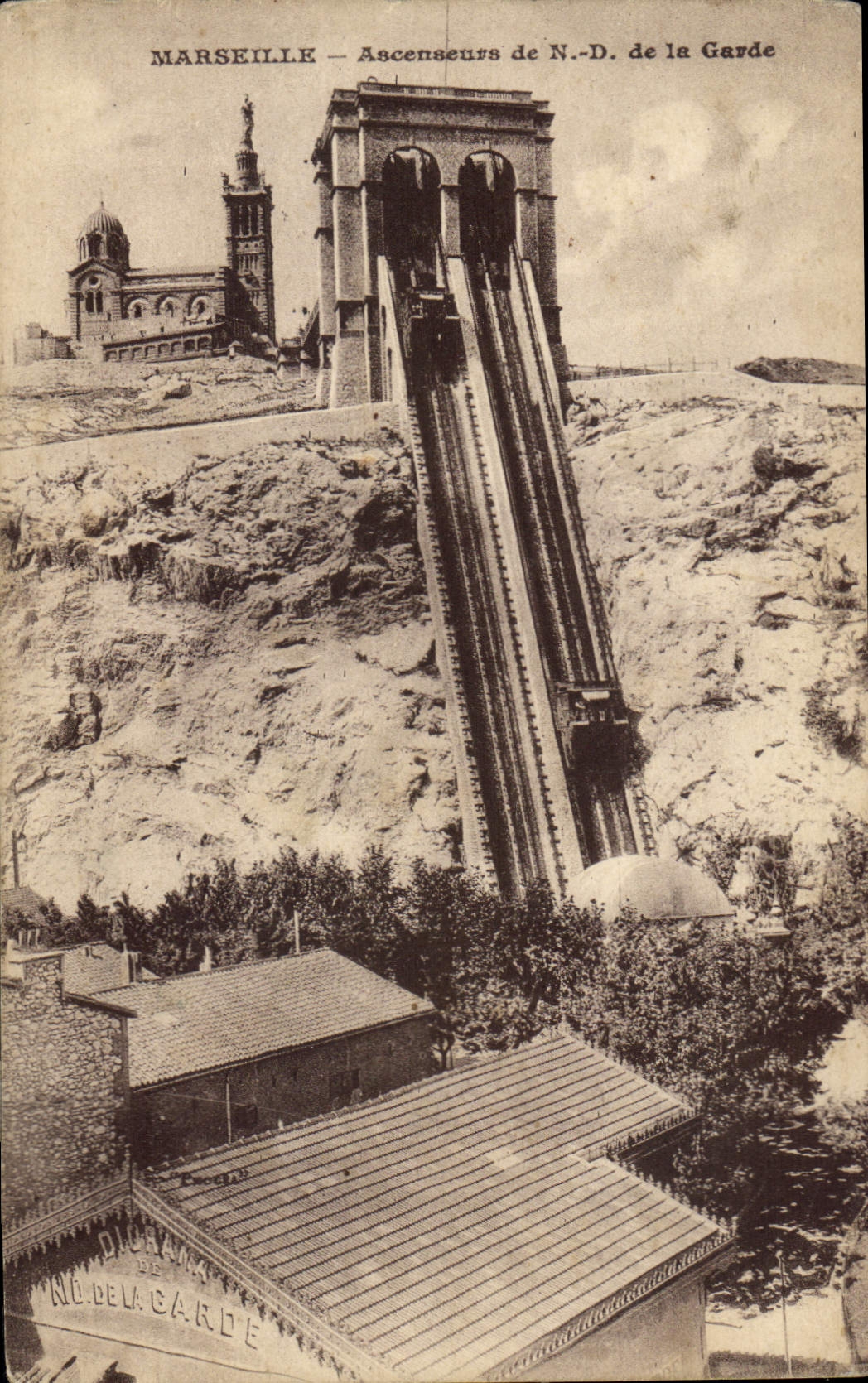 CPA Marseille Ascenseur de N D de la Garde 
