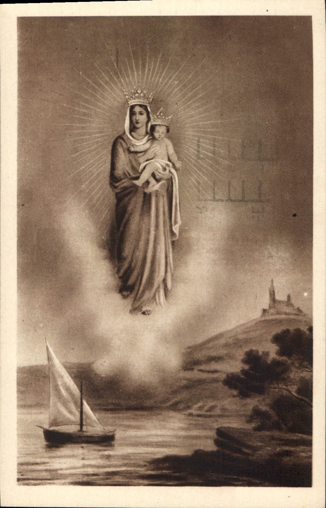 CPA Marseille N D de la Garde Vierge Couronnee 21 Juin 1931 