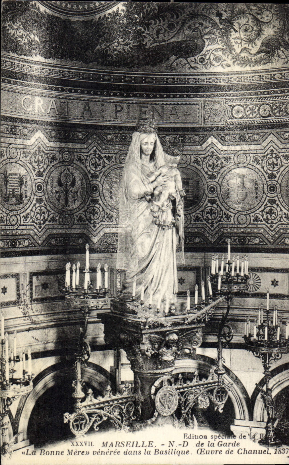 CPA Marseille N D de la Garde la Bonne Mere Veneree dans la Basilique Oeuvre de Chanuel 1837 