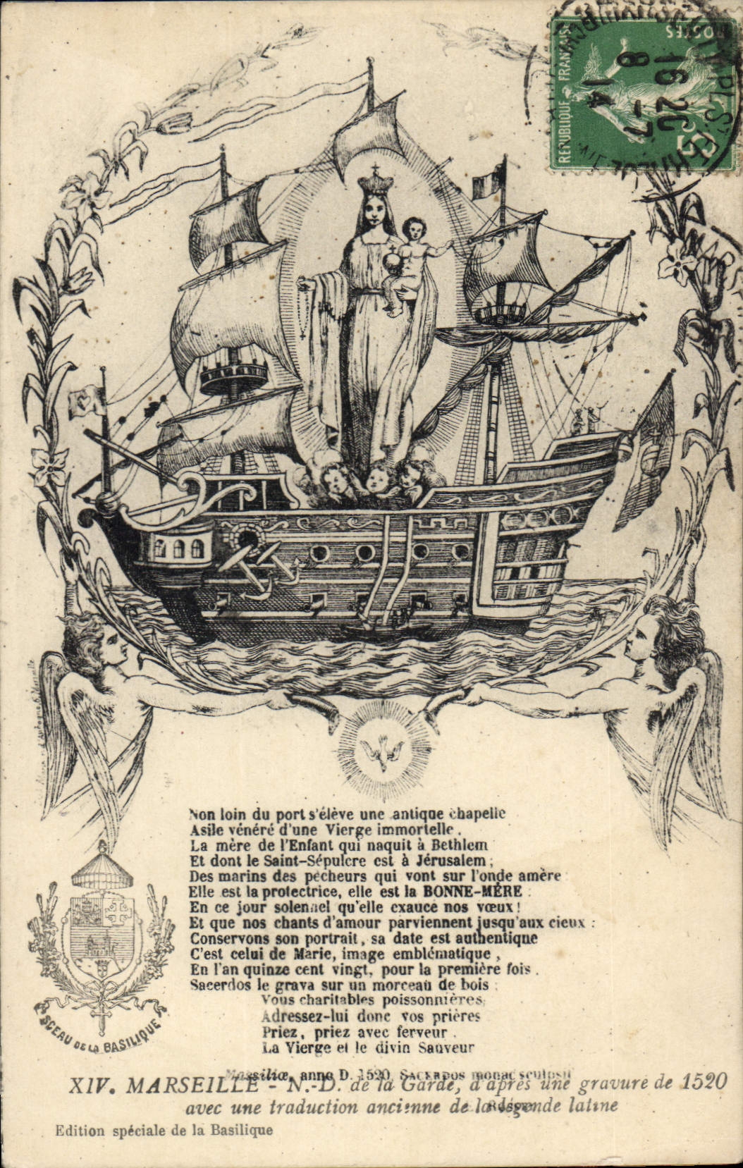 CPA Marseille N D de la Garde a apres une gravure de 1520 avec une traduction ancienne 