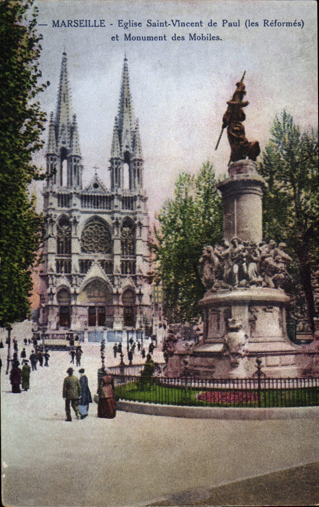 CPA Marseille Eglise Saint Vincent de Paul les Reformes et le Monument des Mobiles 