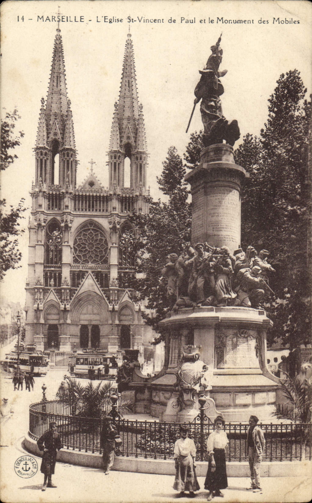 CPA Marseille L'Eglise Saint Vincent de Paul et le Monument des Mobiles 