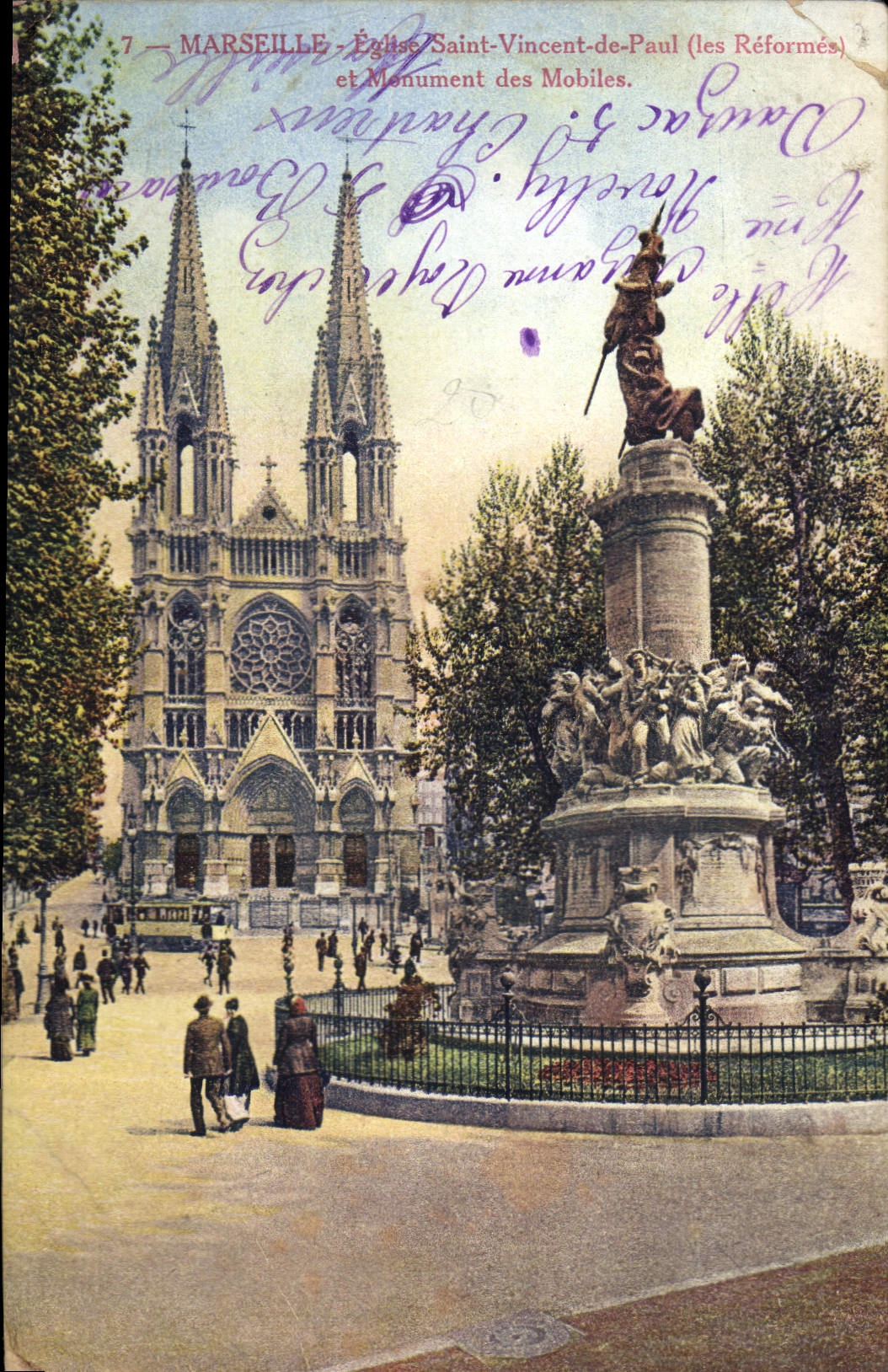CPA Marseille Eglise Saint Vincent de Paul les Reformes et Monument des Mobiles 