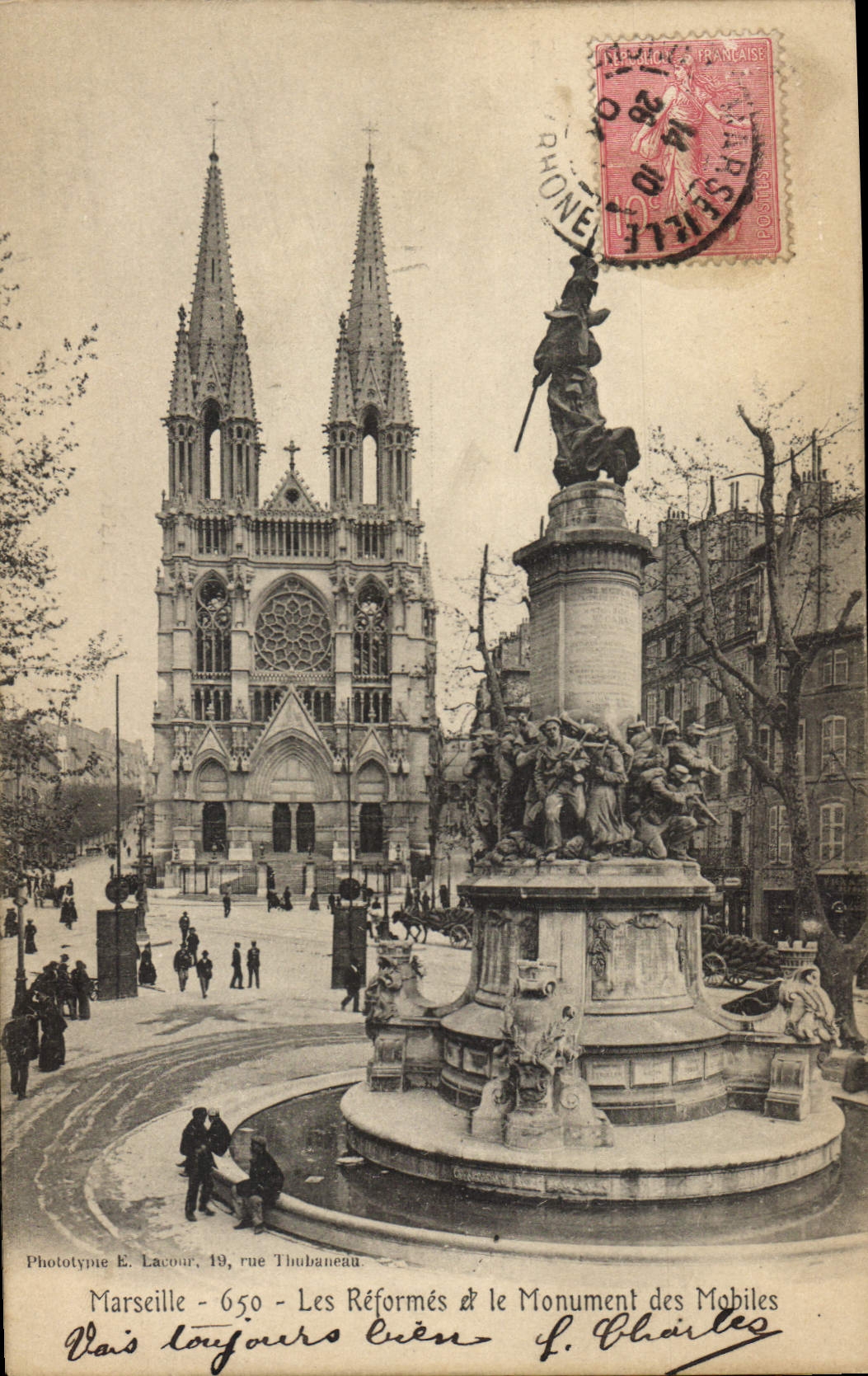 CPA Marseille Les Reformes et le Monument des Mobiles 