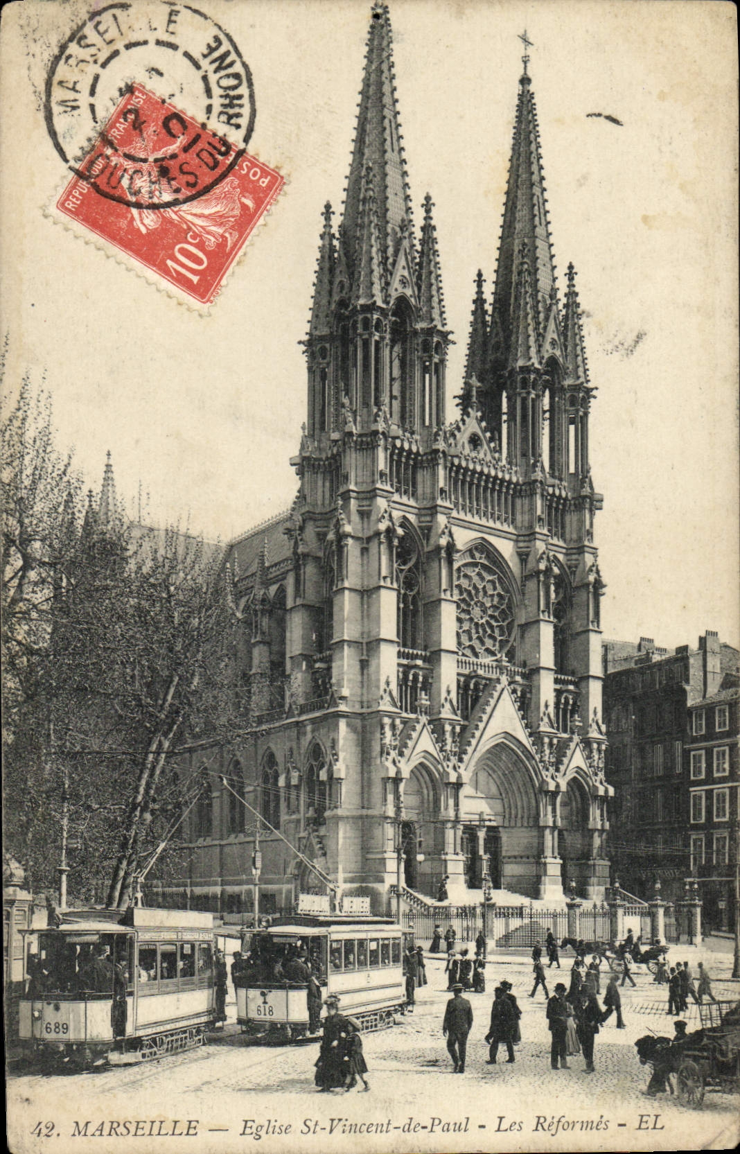 CPA Marseille Eglise St Vincent de Paul Les Reformes 