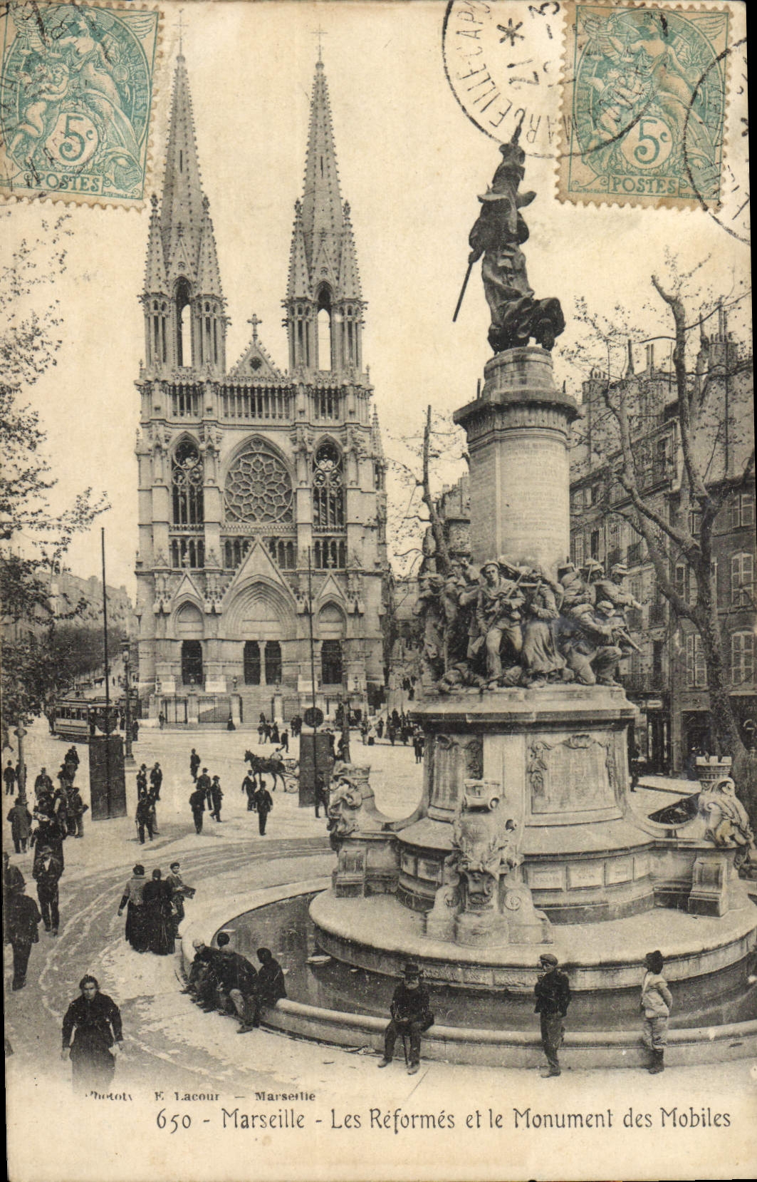 CPA Marseille Les Reformes et le Monument des Mobiles 
