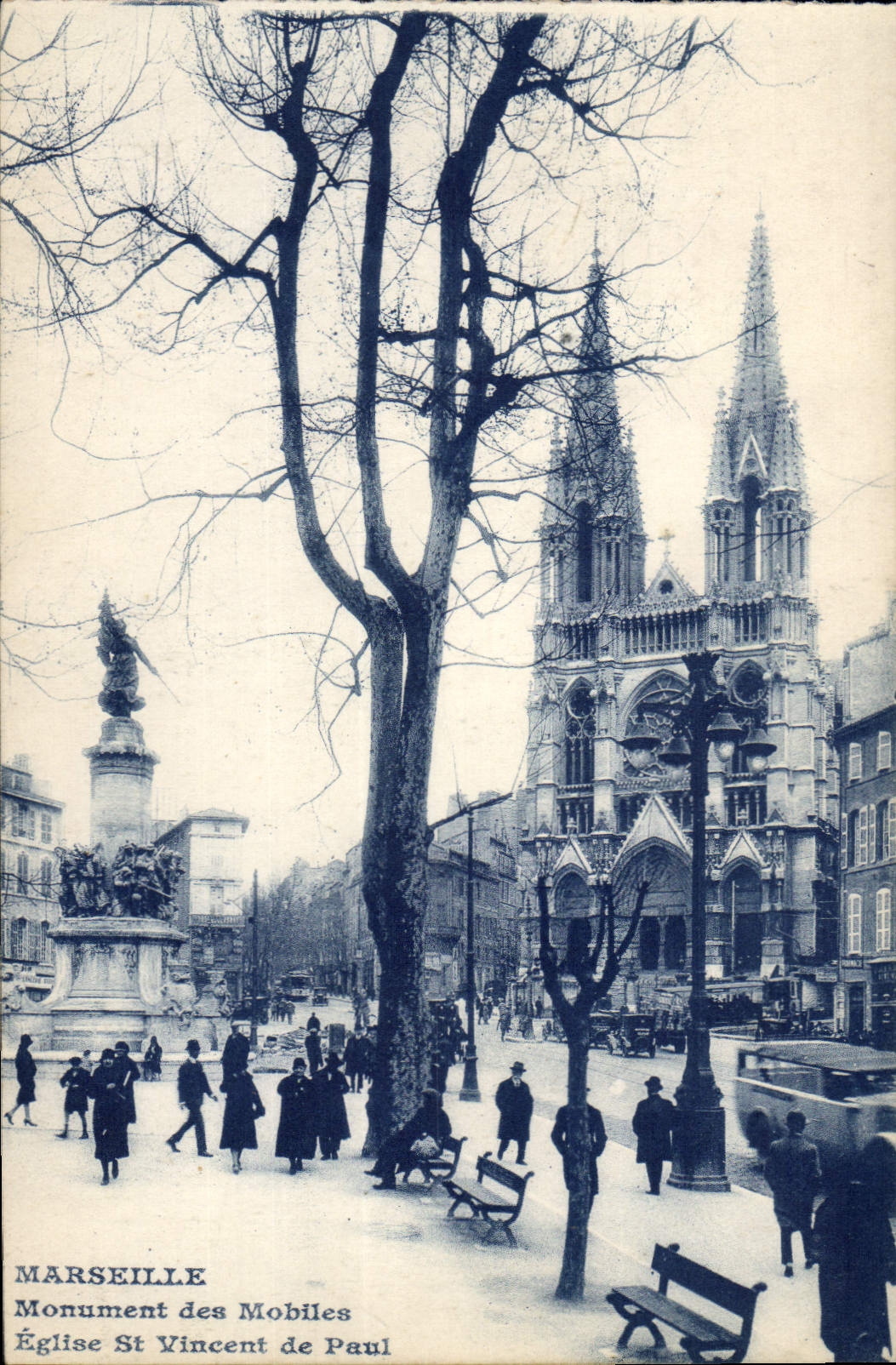 CPA Marseille Monument des Mobiles Eglise St Vincent de Paul 