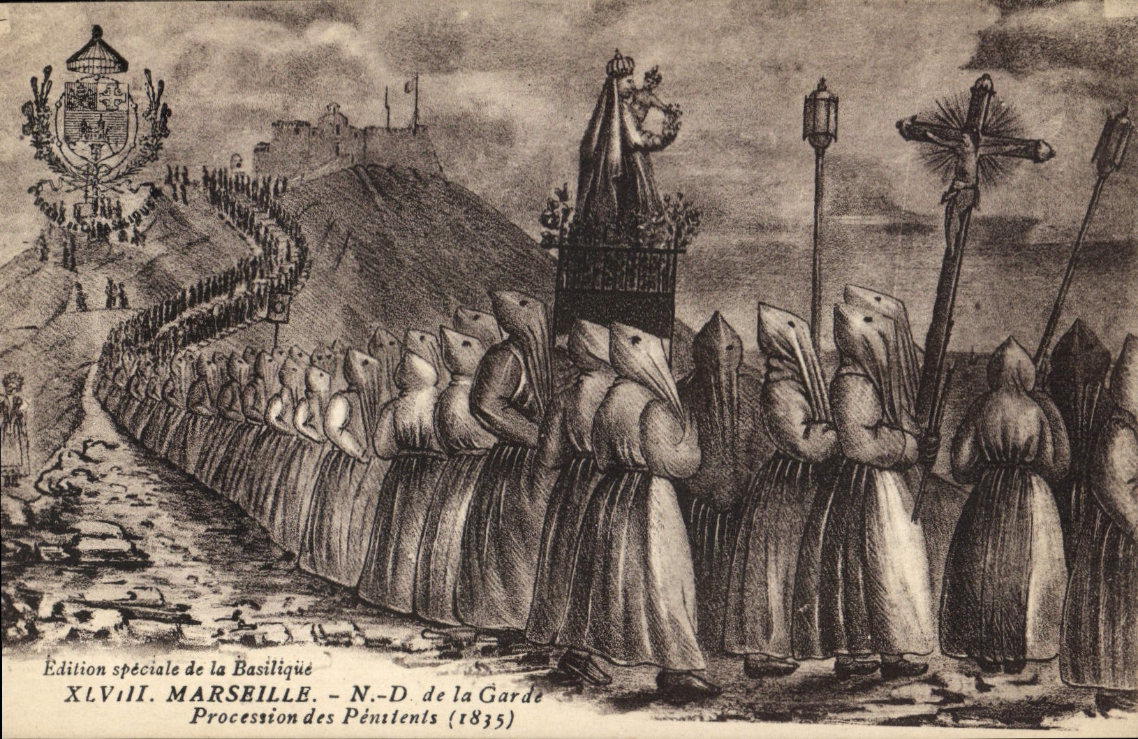CPA Marseille N D de la Garde Processions des Penitents 