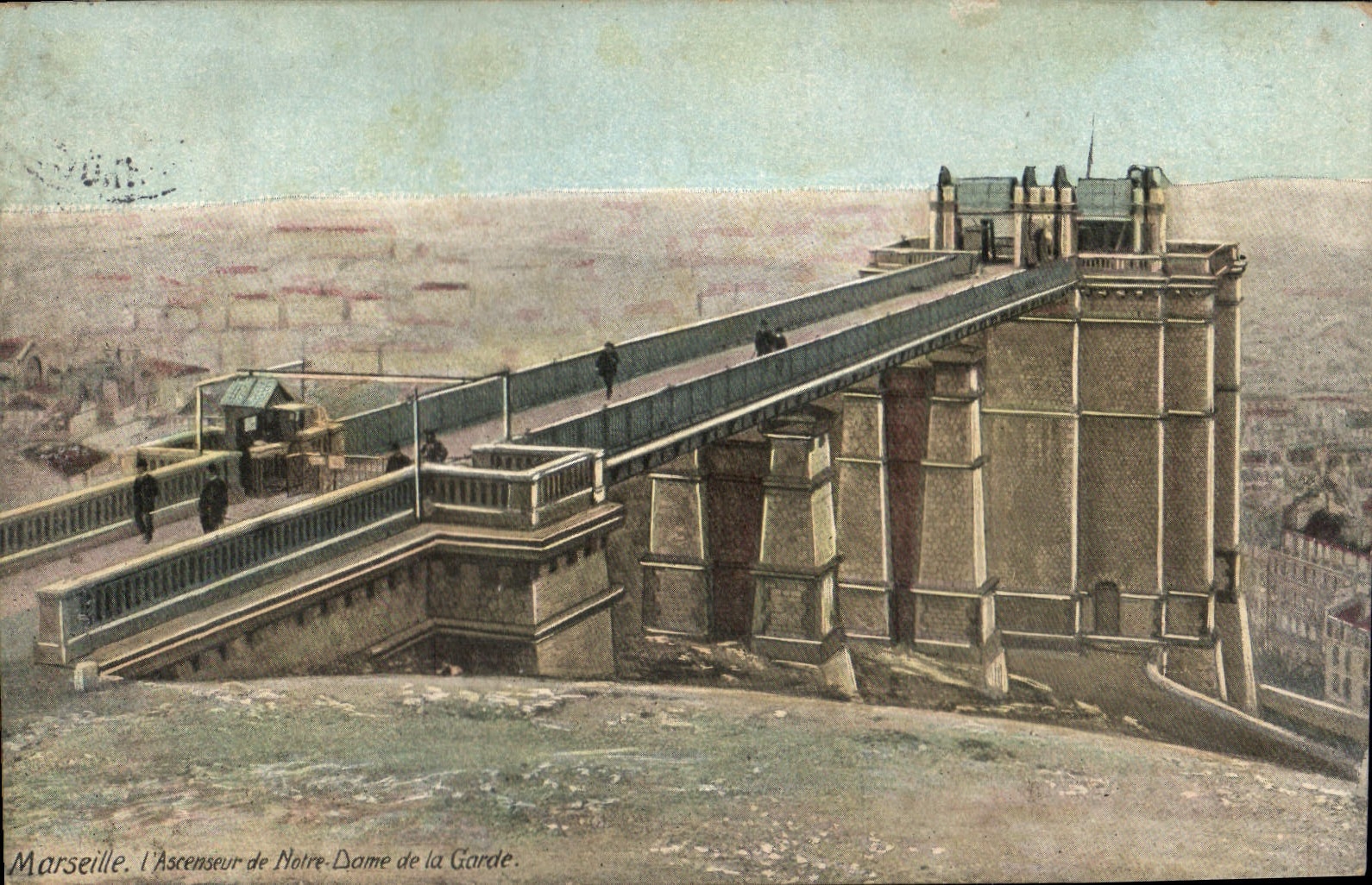 CPA Marseille Ascenseur de Notre Dame de la Garde 
