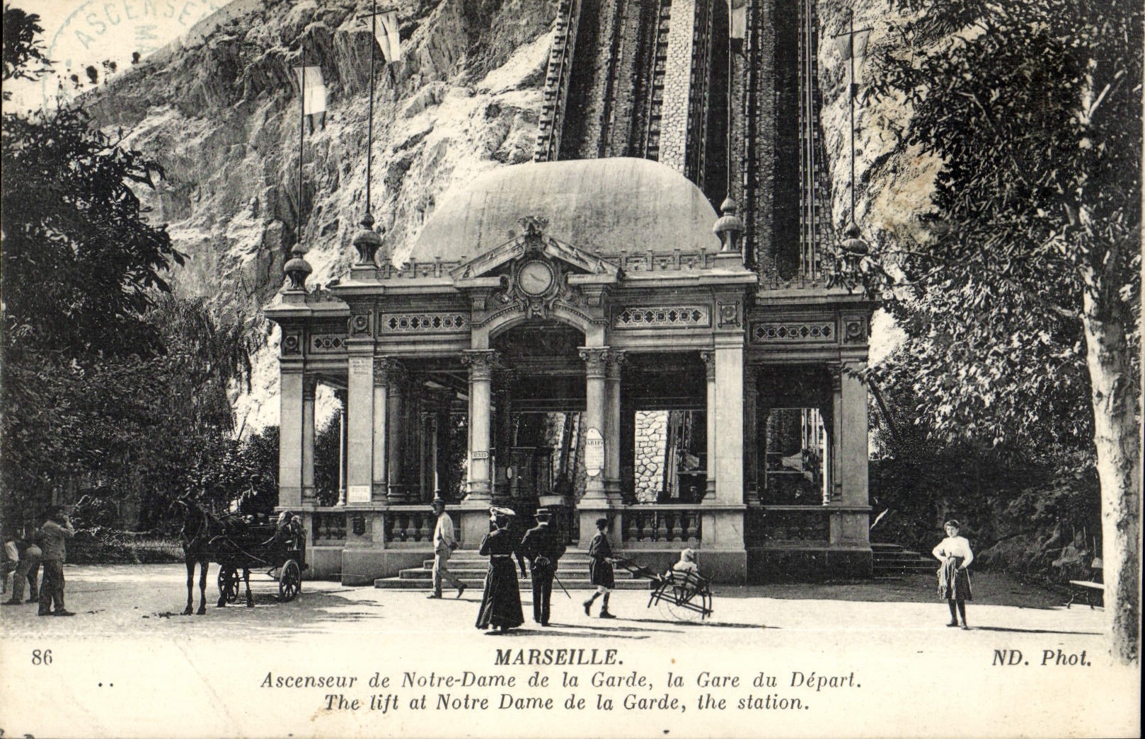 CPA Marseille Ascenseur de Notre Dame de la Garde la Gare du Depart 