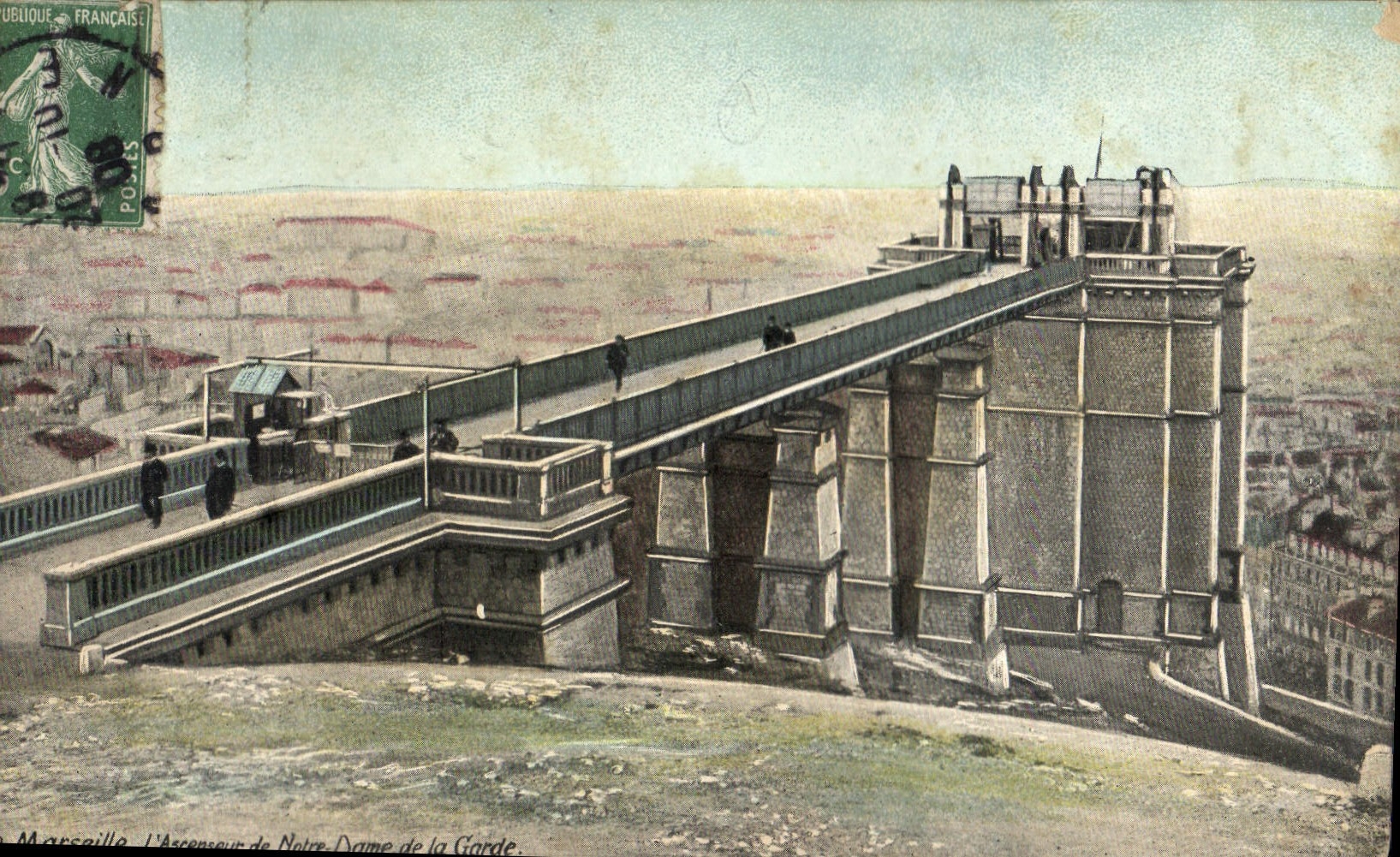 CPA Marseille l'Ascenseur de Notre Dame de la Garde 