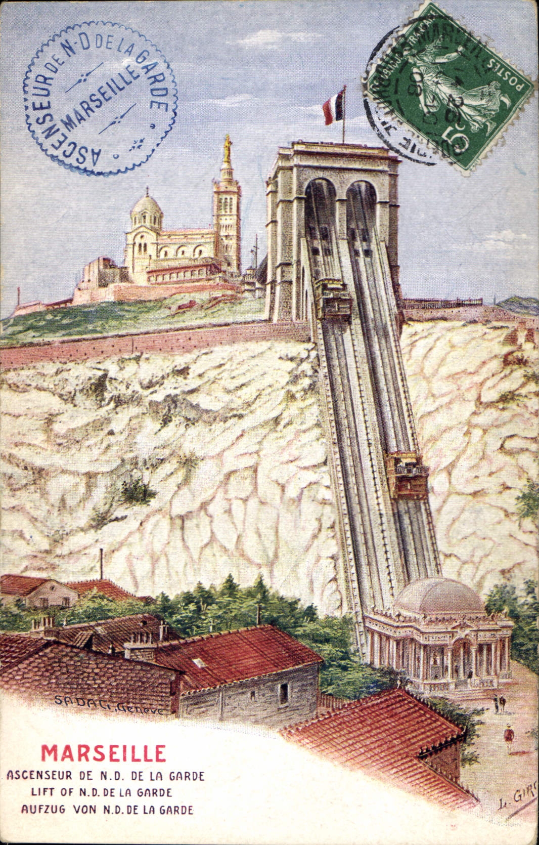 CPA Marseille Ascenseur de N D de la Garde 