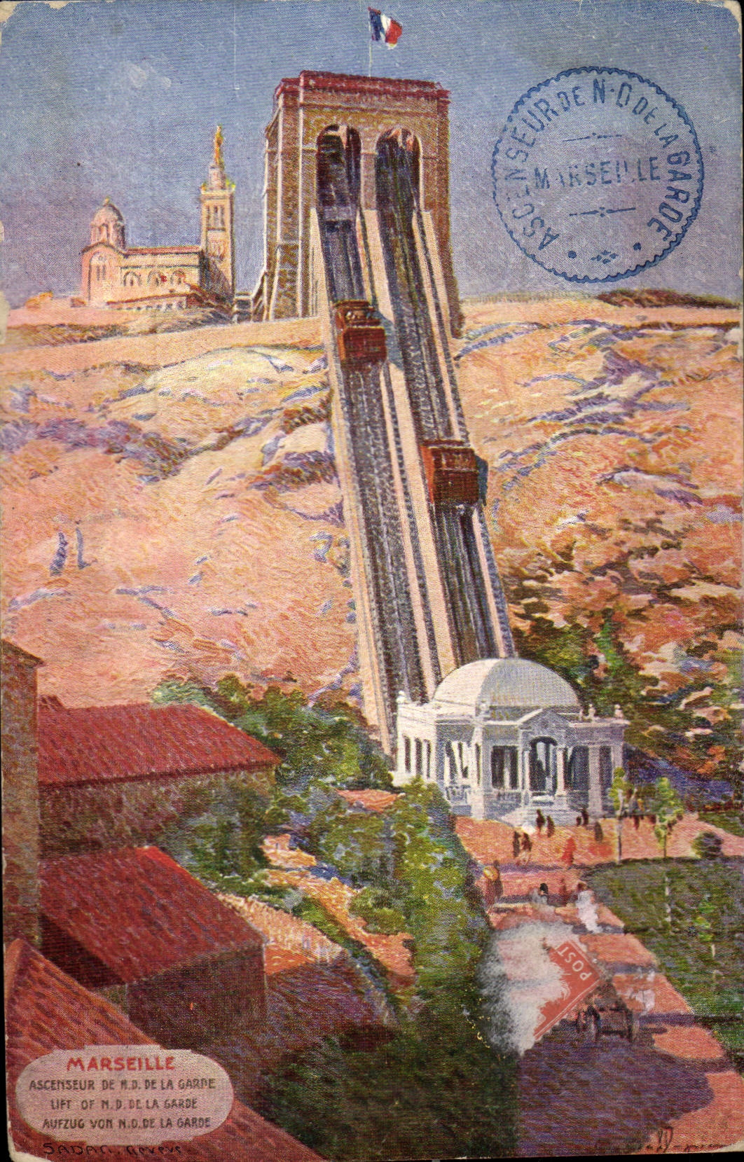 CPA Marseille Ascenseur de N D de la Garde 