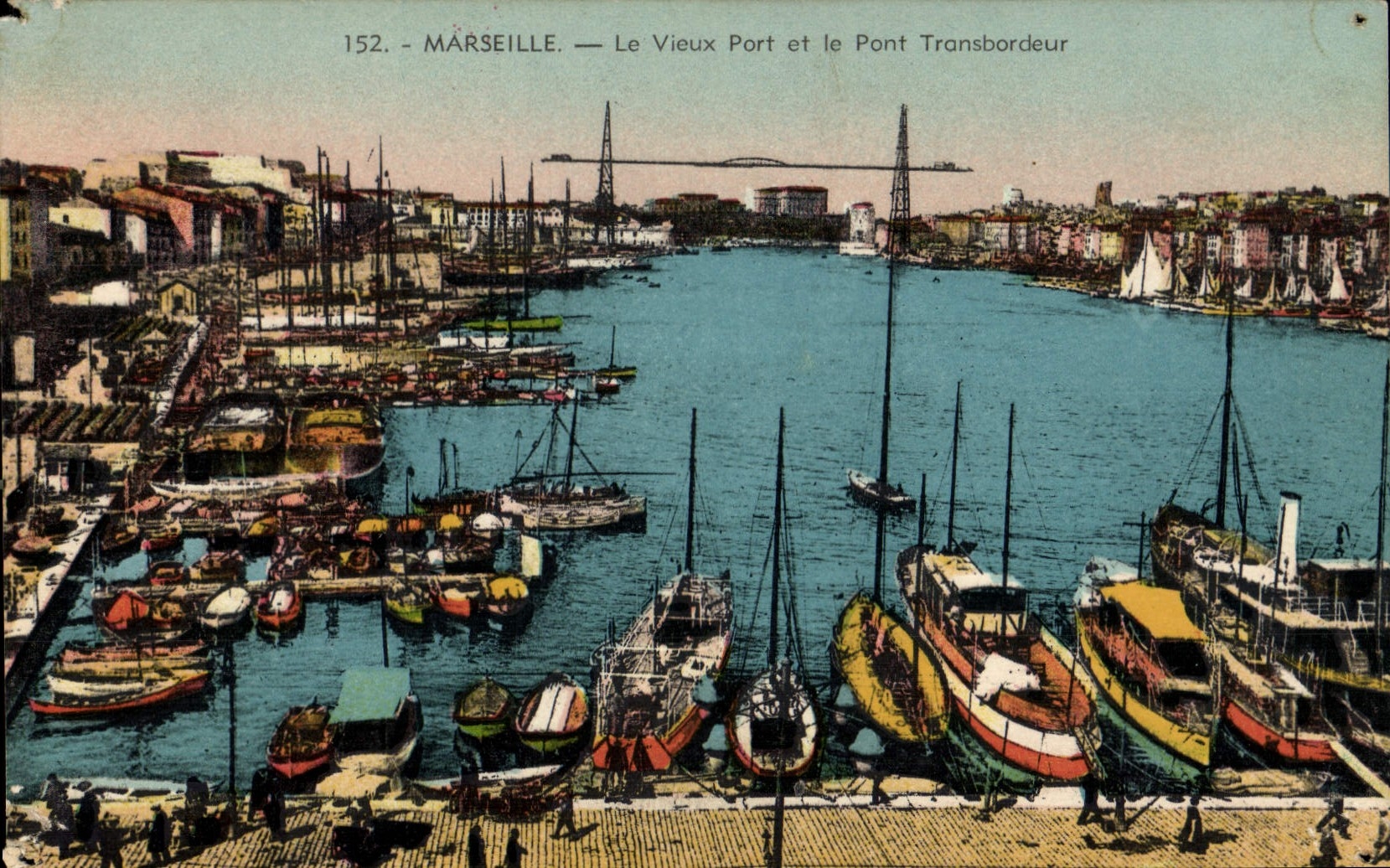 CPA Marseille Le Vieux Port et le Pont Transbordeur 