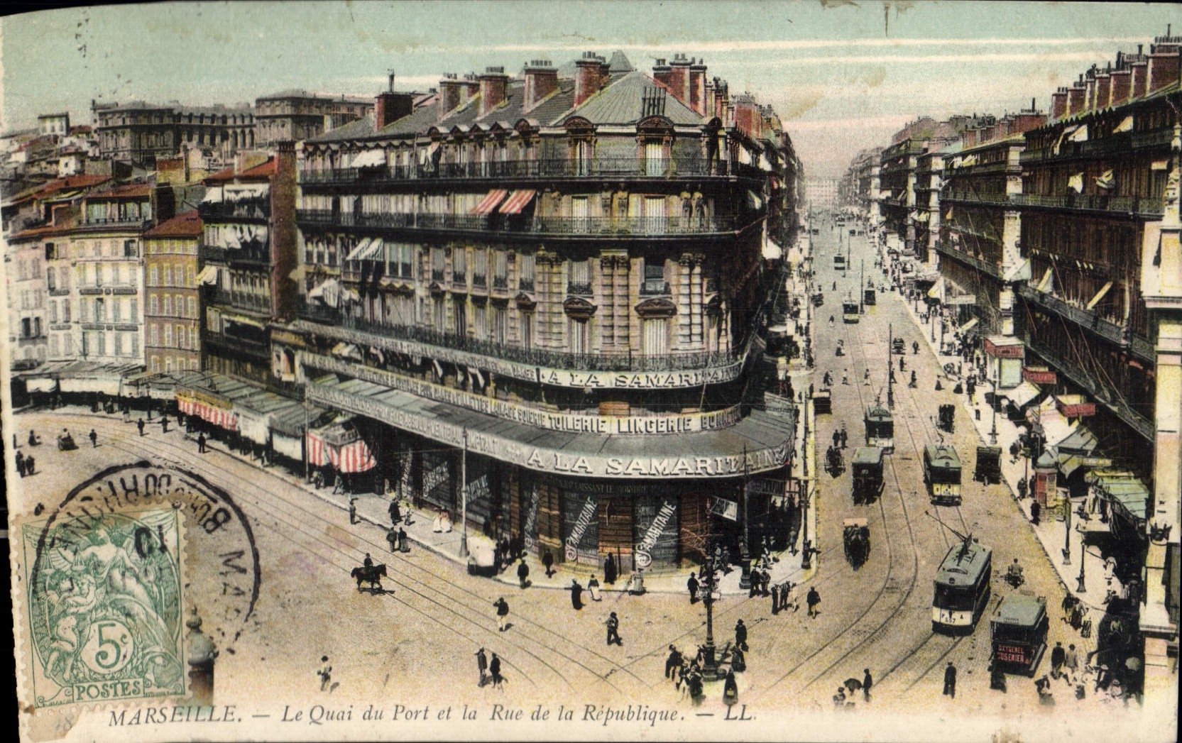 CPA Marseille Le Quai du Port et la Rue de la Republique 