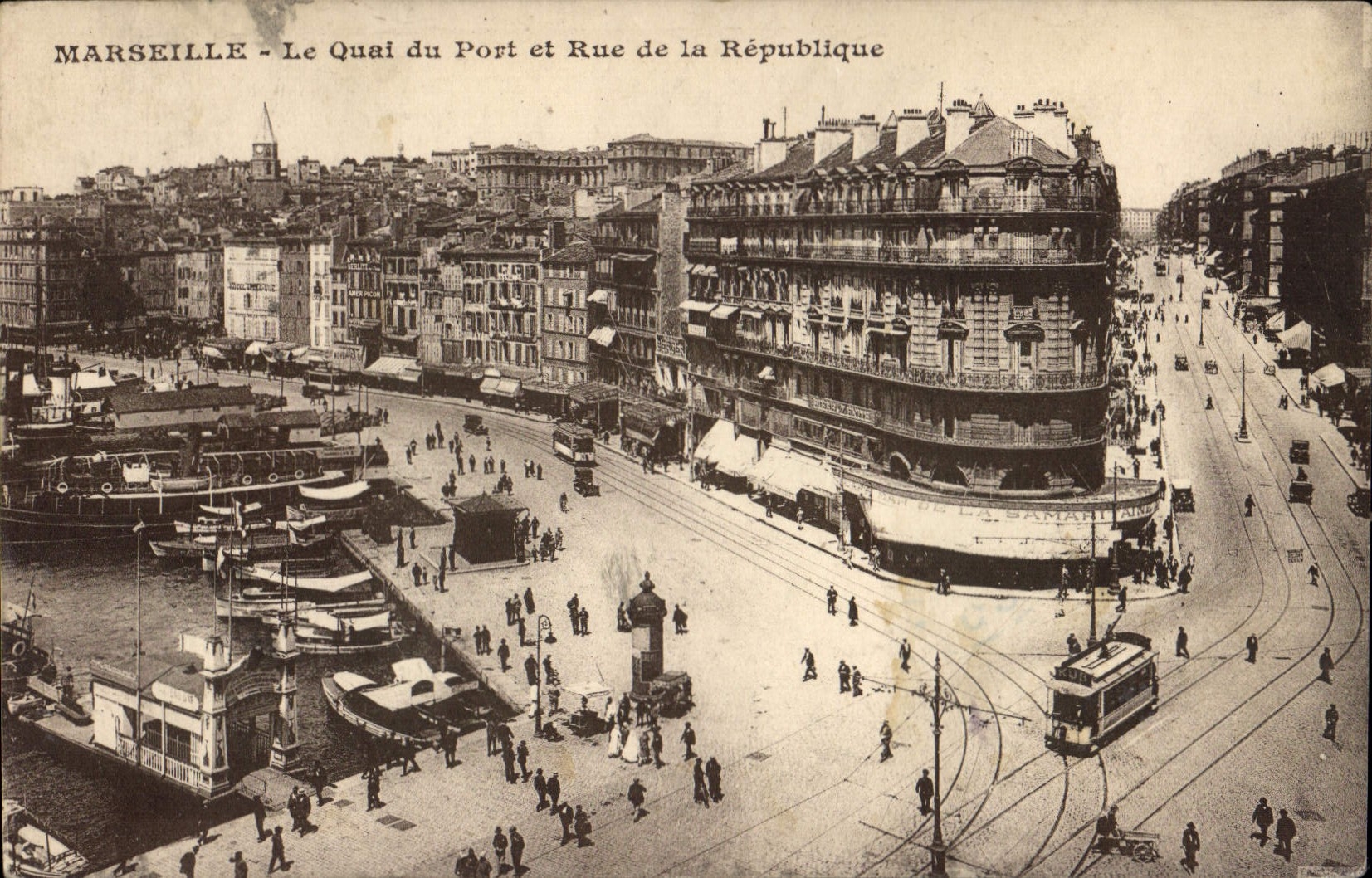 CPA Marseille Le Quai du Port et Rue de la Republique 