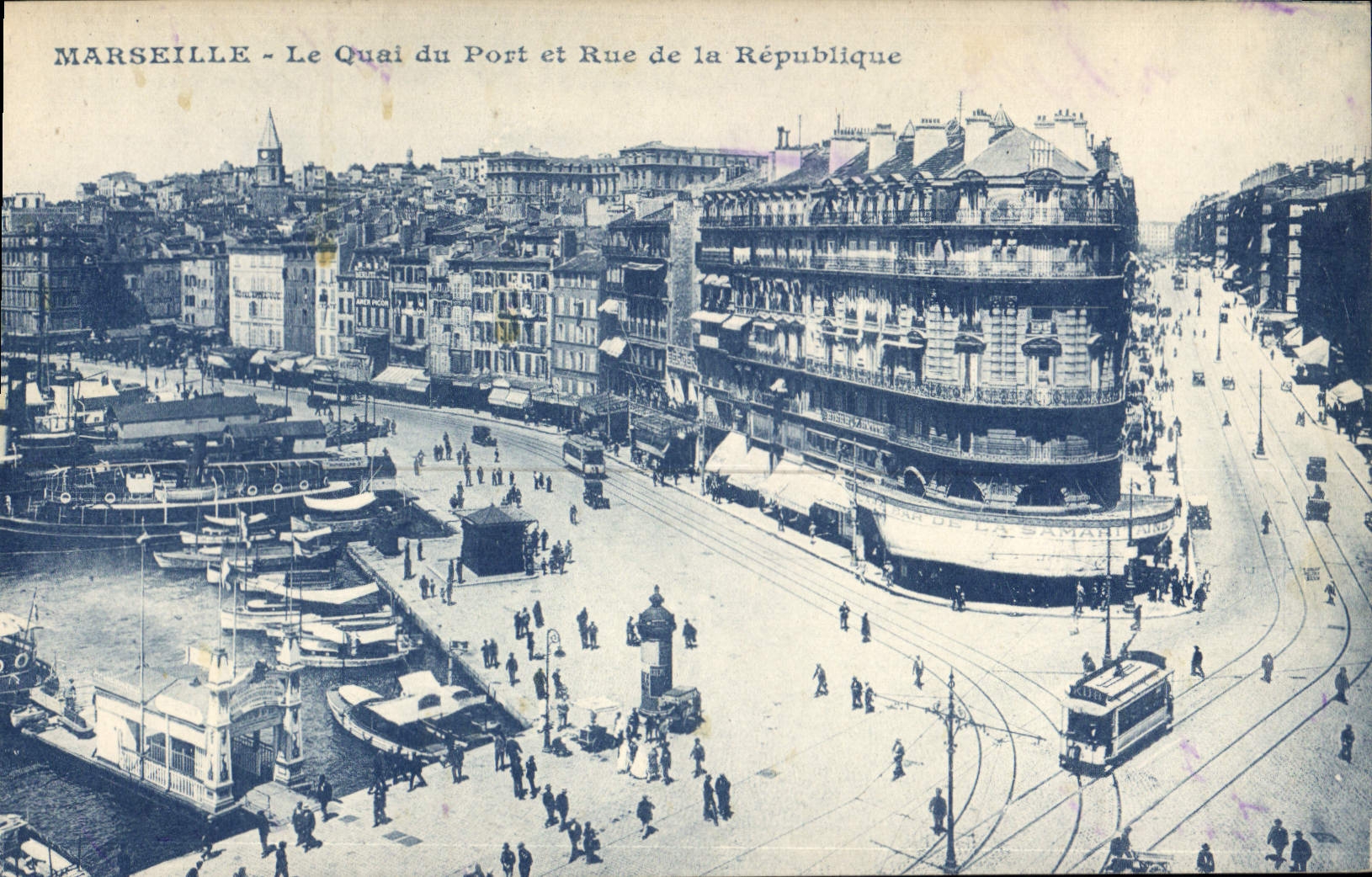 CPA Marseille Le Quai du Port et Rue de la Republique 