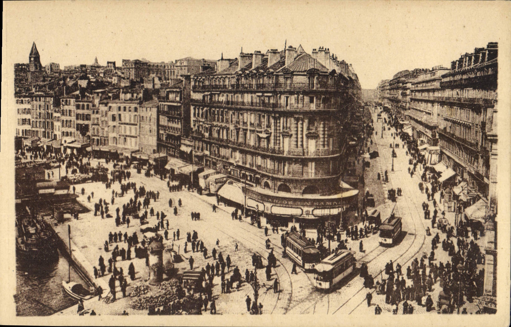 CPA Marseille le Quai du Port et la rue de la Republique