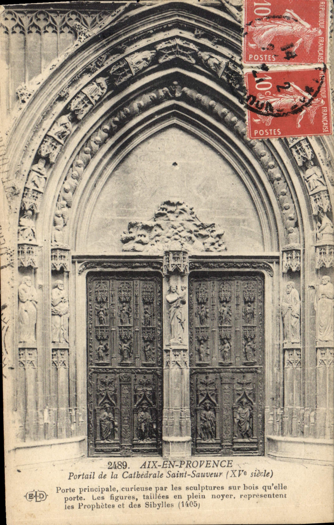 CPA Aix en Provence portail de la Cathedrale Saint Sauveur XV siecle porte principale curieuse par l