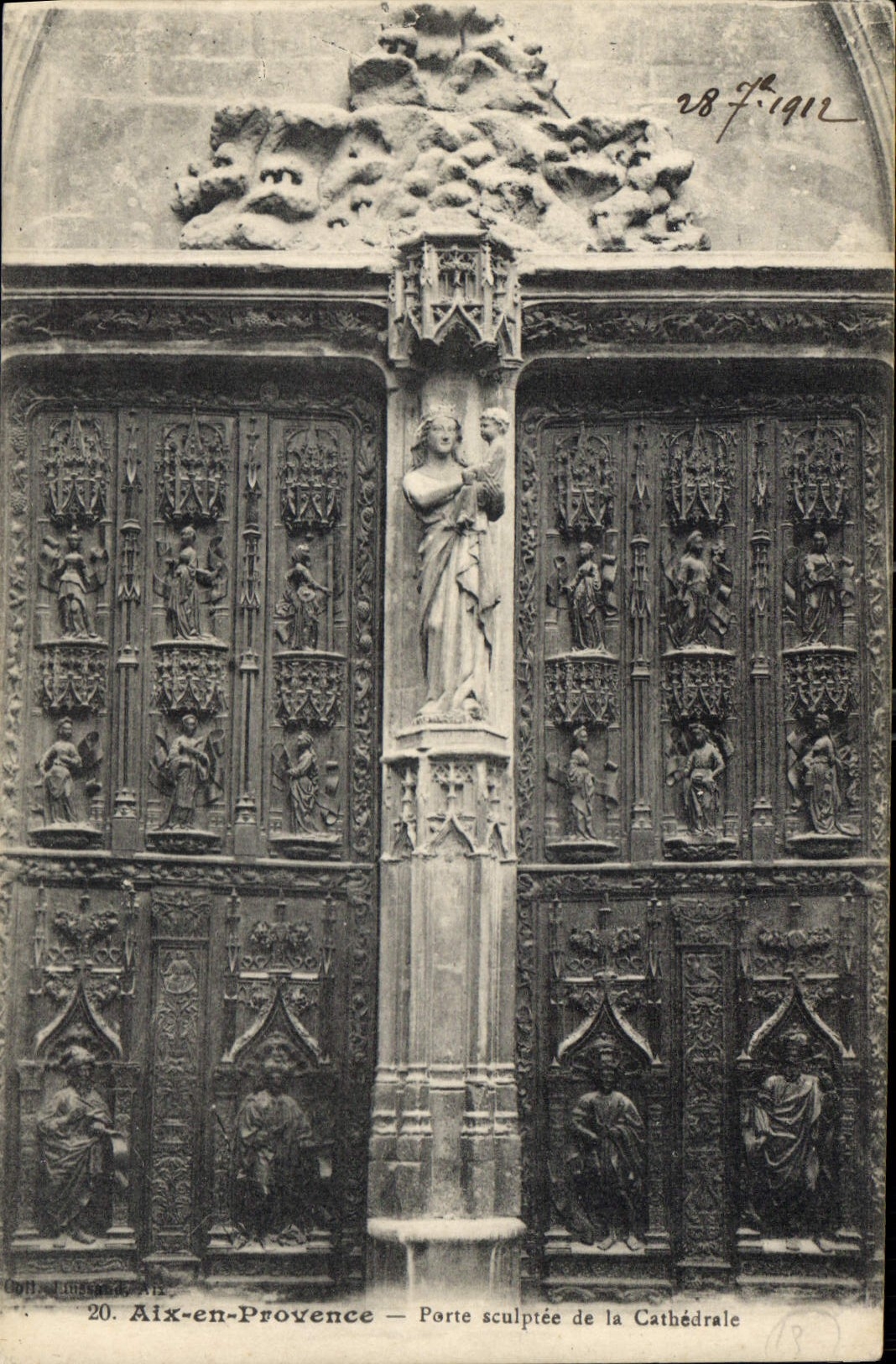 CPA Aix en Provence Porte Sculptee de la Cathedrale 