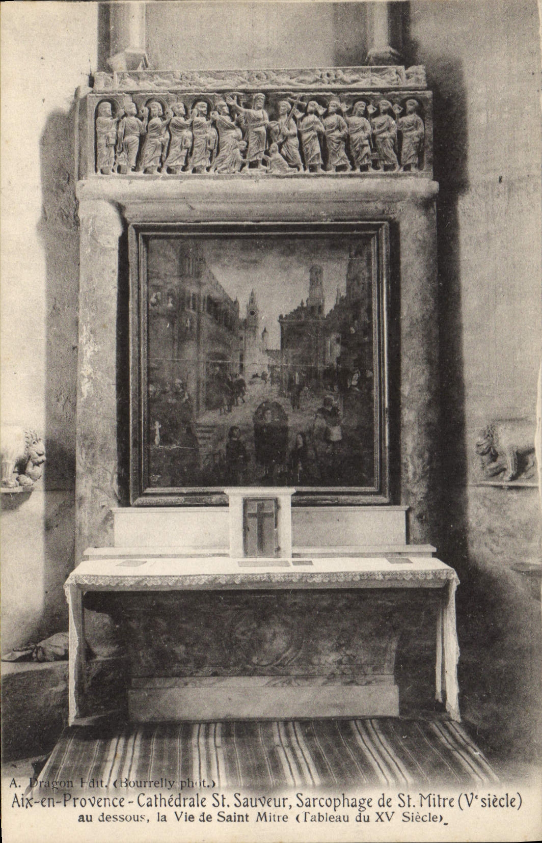 CPA Aix en Provence Cathedrale St Sauveur Sarcophage de St Mitre V siecle au dessous la Vie de Saint