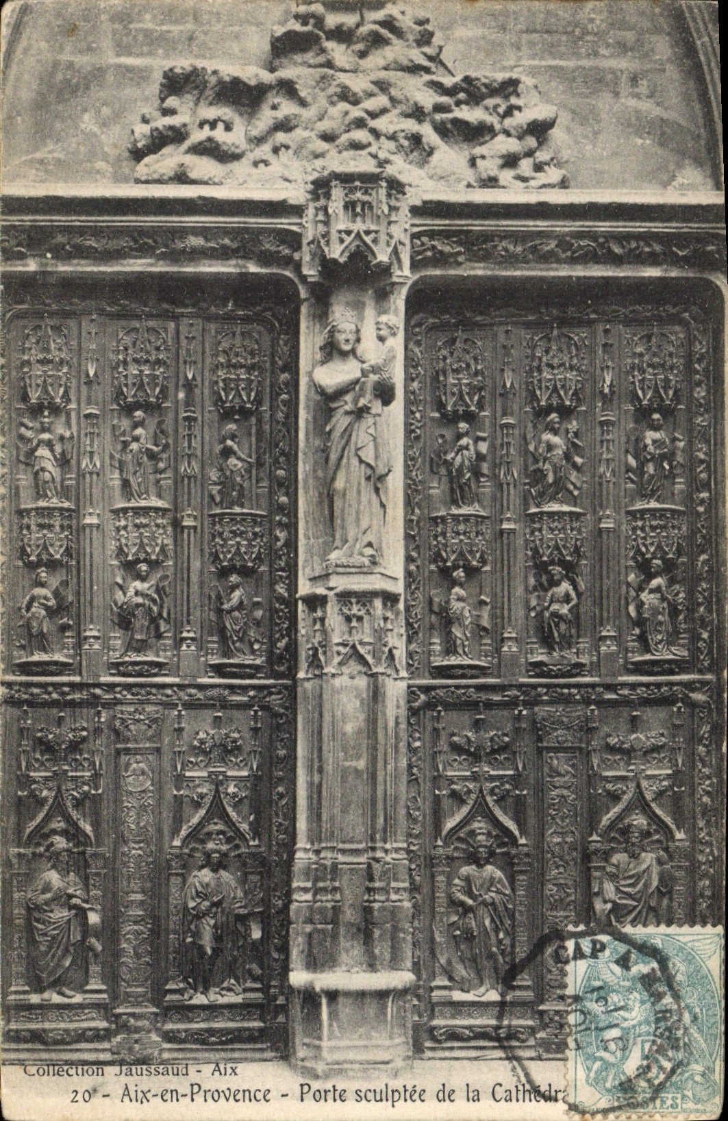 CPA Aix en Provence Porte Sculptee de la Cathedrale 