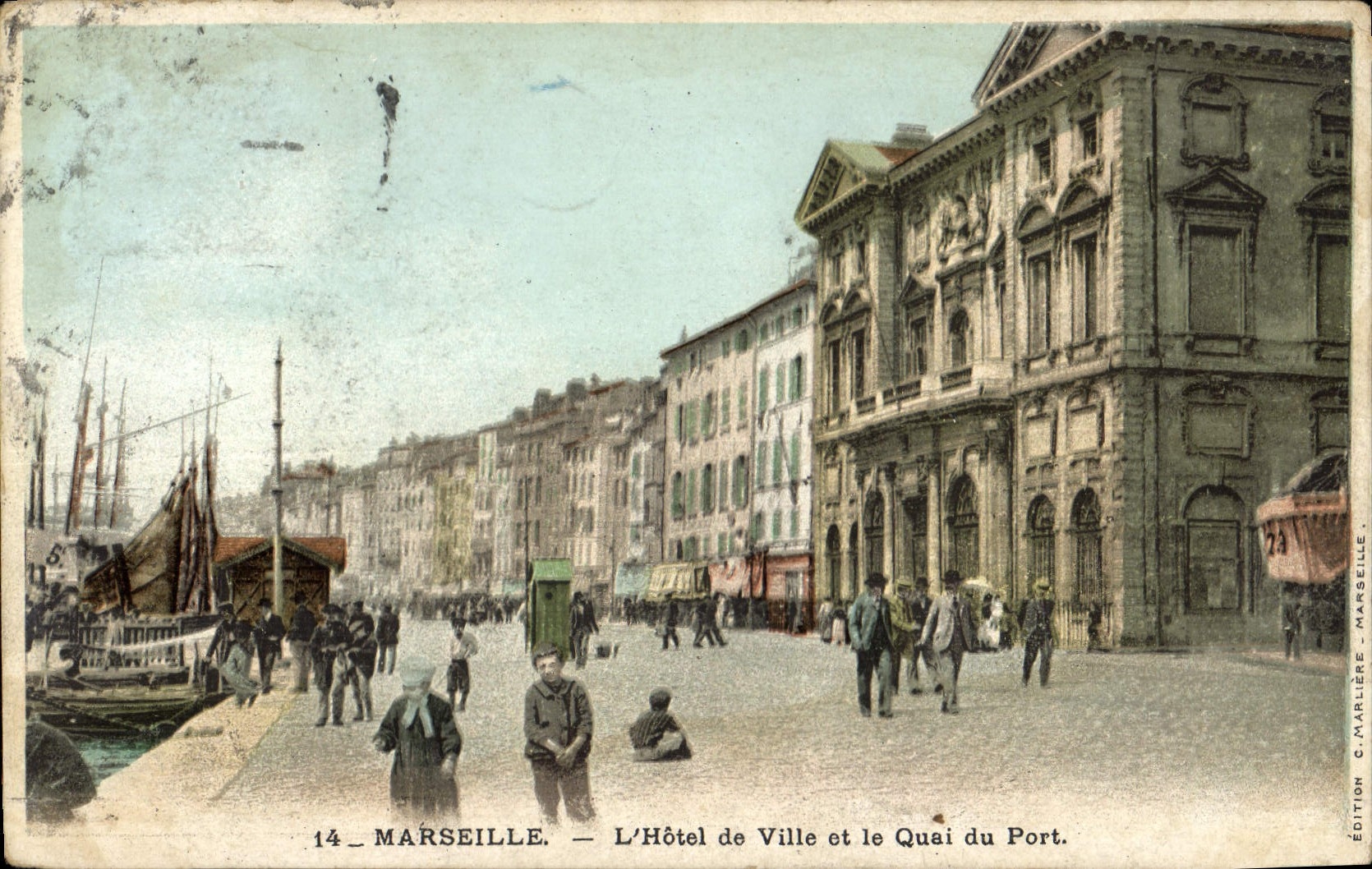 CPA Marseille L'Hotel de Ville et le Quai du Port 
