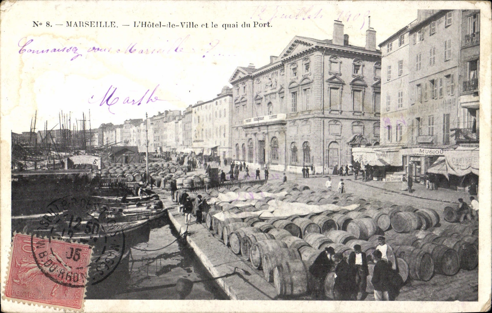 CPA Marseille l'hotel de Ville et le Quai du Port 