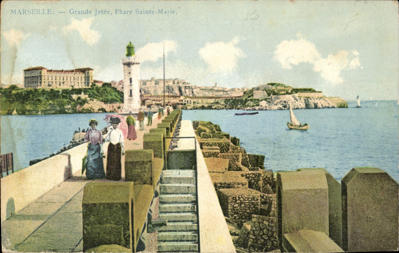 CPA Marseille Grand Jetee Phare Sainte Marie 