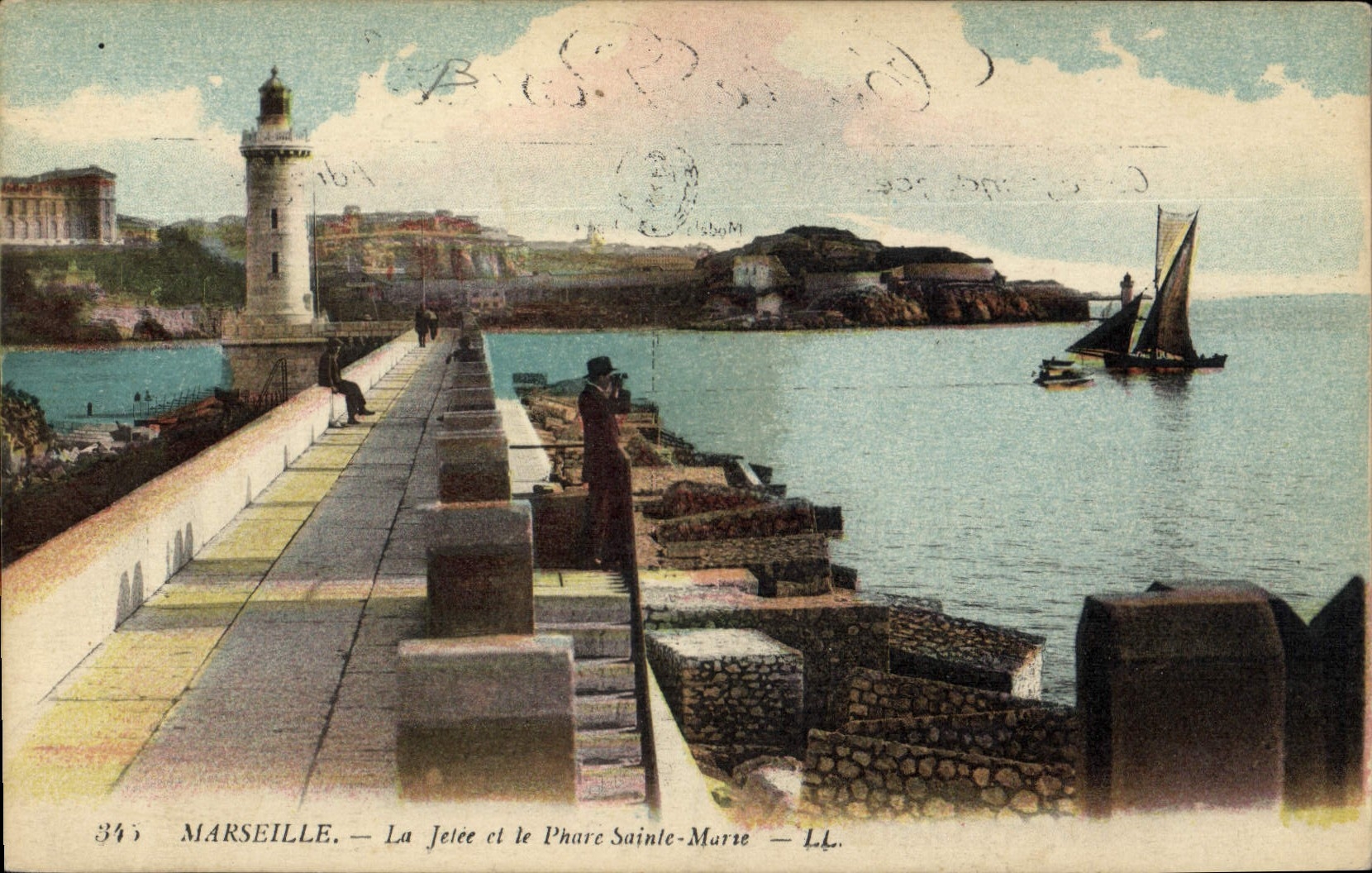 CPA Marseille la Jetee et le Phare Sainte Marie 