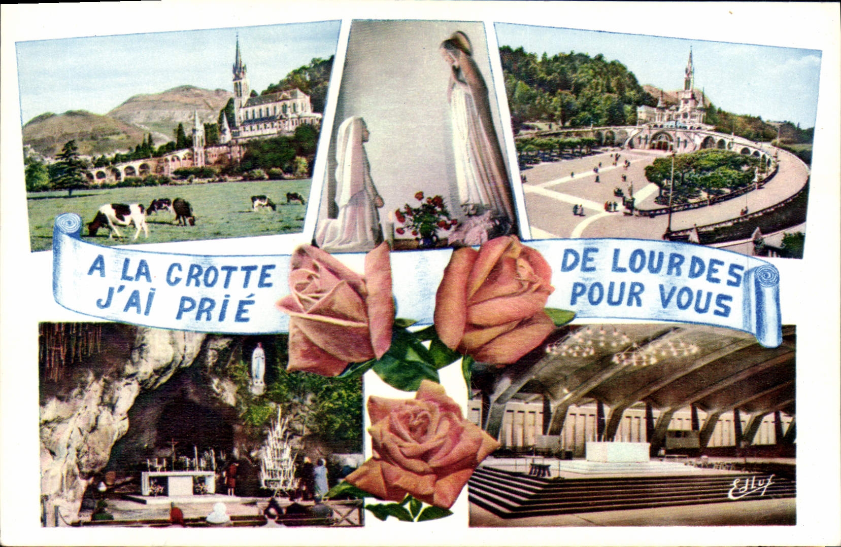 CPA Lourdes La Basilique l'Apparition La Grotte la Basilique souterraine 