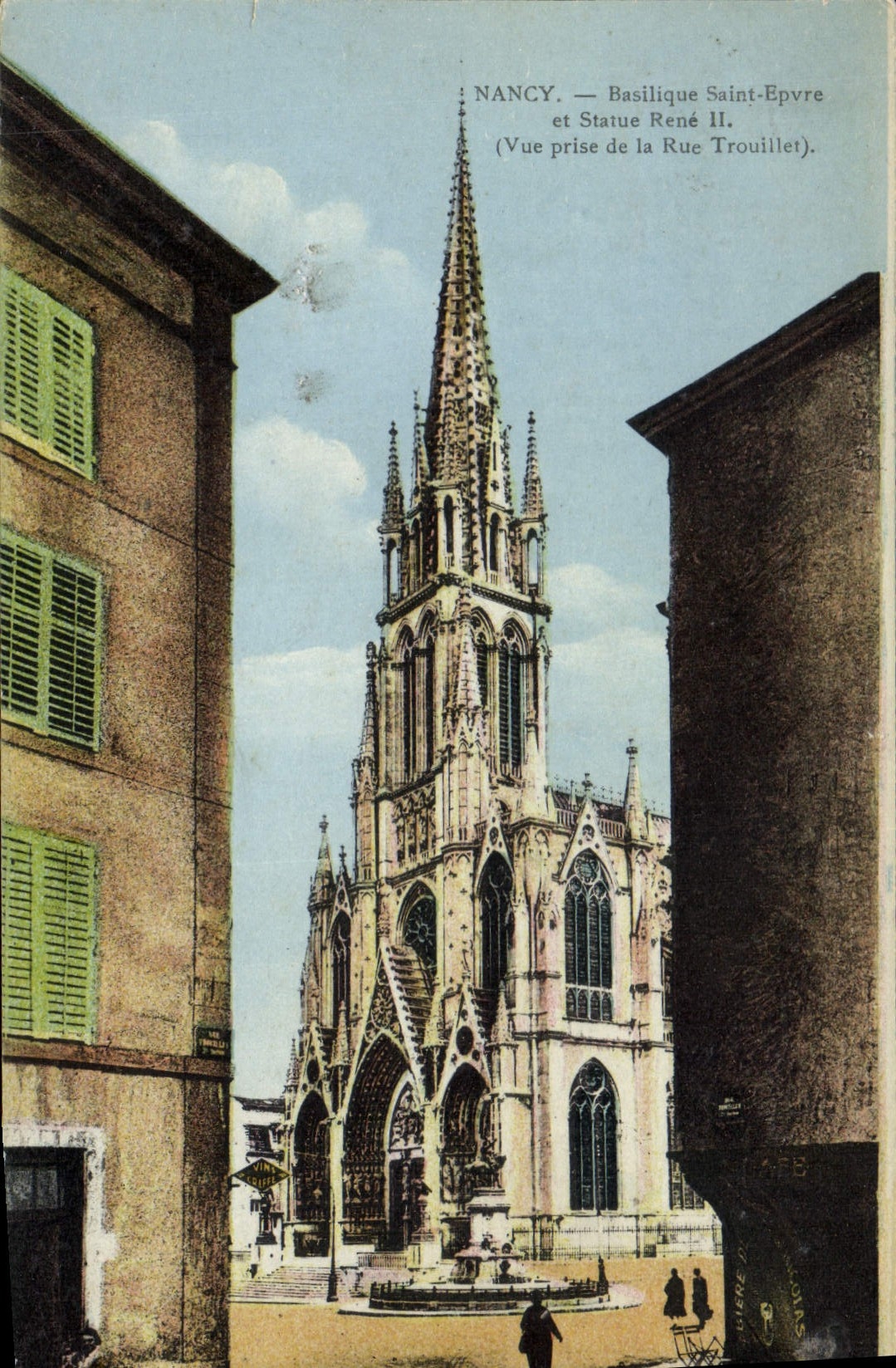 CPA Nancy Basilique Saint Epvre et Statue Rene II Vue prise de la Rue Trouillet