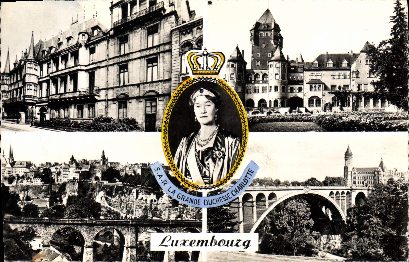CPA Luxembourg Le Palais Grand Ducal Chateau de Colmar Berg Vue generale Le Pont Adolphe et la Caiss
