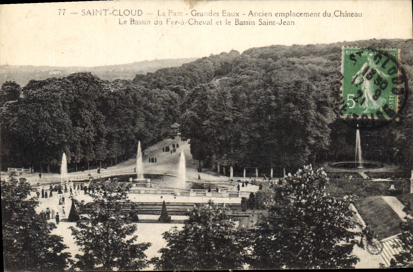 CPA Saint Cloud Le Parc Grandex Eaux Ancien emplacement du Chateau Le Bassin du Fer a Cheval et le B