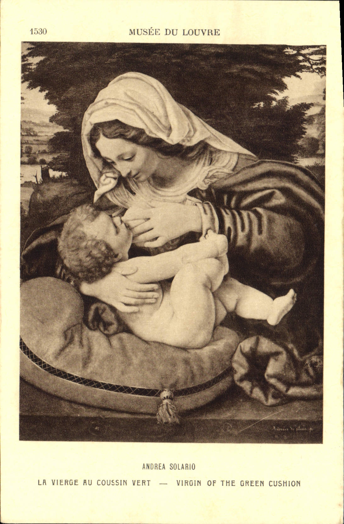 CPA Musee du Louvre Andrea Solario La Vierge au Coussin vert