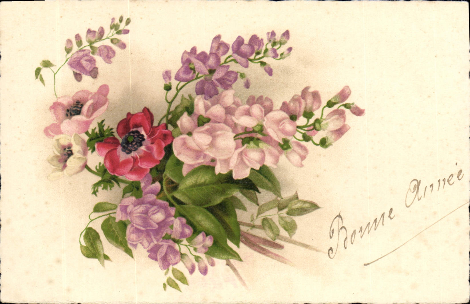CPA Bonne Annee Fleurs