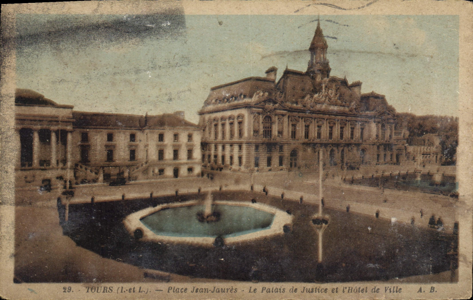 CPA Tours Place Jean Jaures Le Palais de Justice et l'Hotel de Ville 
