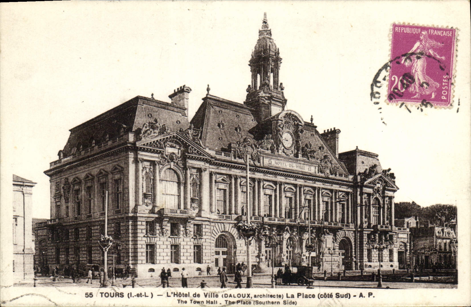 CPA Tours L et L L'Hotel de Ville Daloux Architecte La Place Cote Sud 