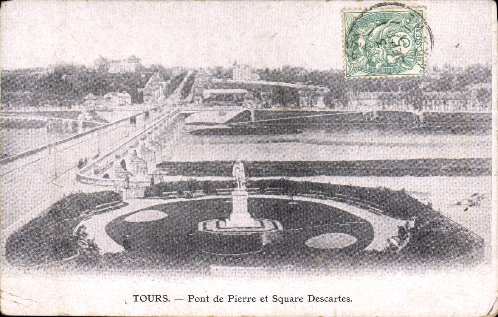 CPA Tours Pont de Pierre et Square Descartes 