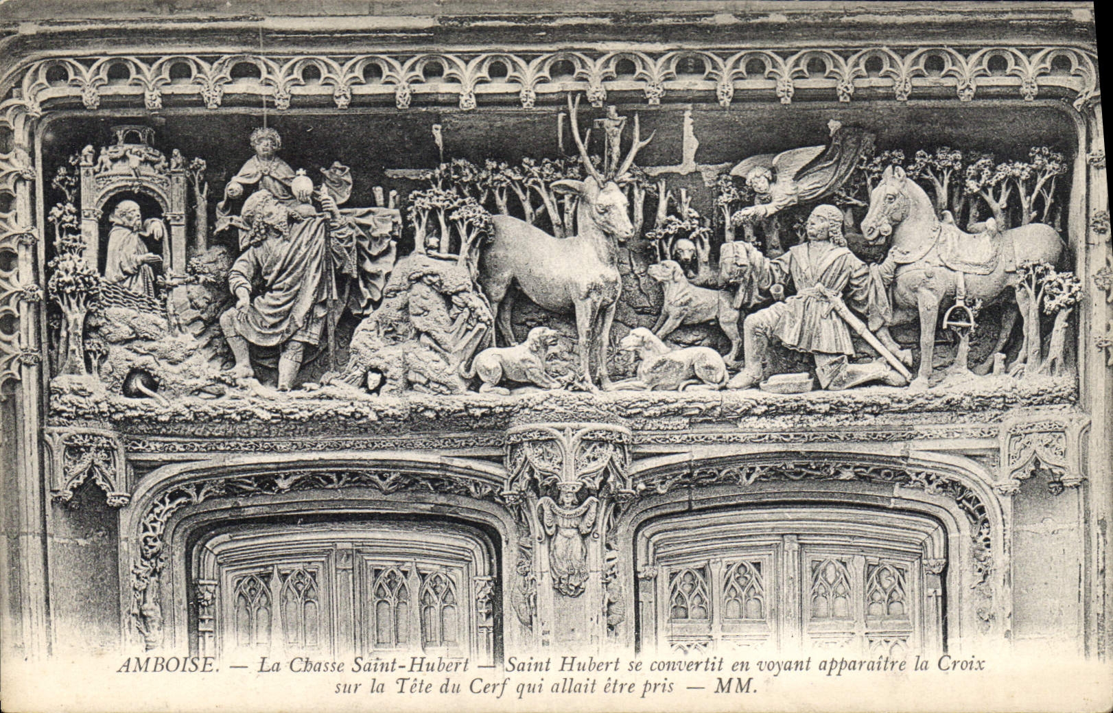 CPA Amboise La Chasse Saint Hubert Saint Hubert se convertit en voyant apparaitre la Croix sur la Te